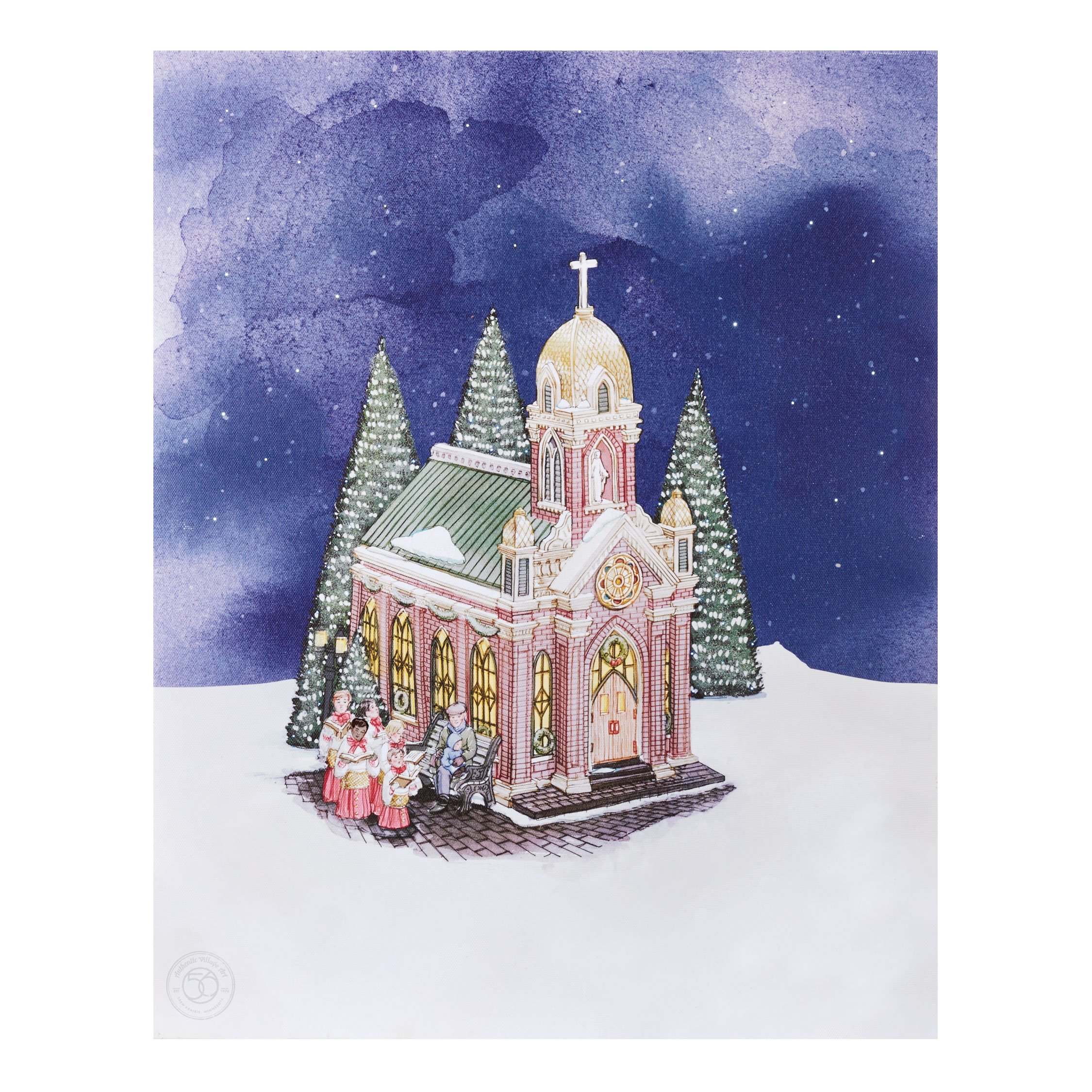 Photo 1 of **MINOR SCRATCHES** Department 56 Authentic Village Art City Church Lit Canvas