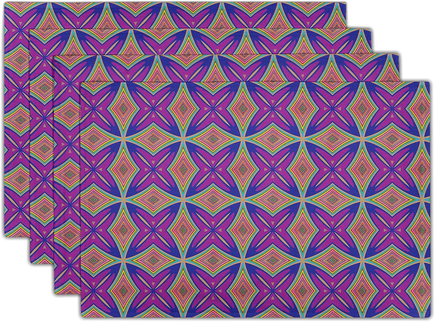 Chromatic Seamless Flowers Table Mat Foral Boho Vector Place Mat Reversible Linen