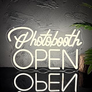 Photobooth Open Neon Signs for Wall Decor, Dimmable Photo Studio Sign Led Neon Light