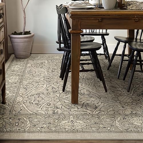 Vista 180 de RUGGABLE x Morris & Co Tapete prémium de pasillo lavable, para pasillo, cocina, entrada, sala de estar, dormitorio u oficina, con base Madreselva