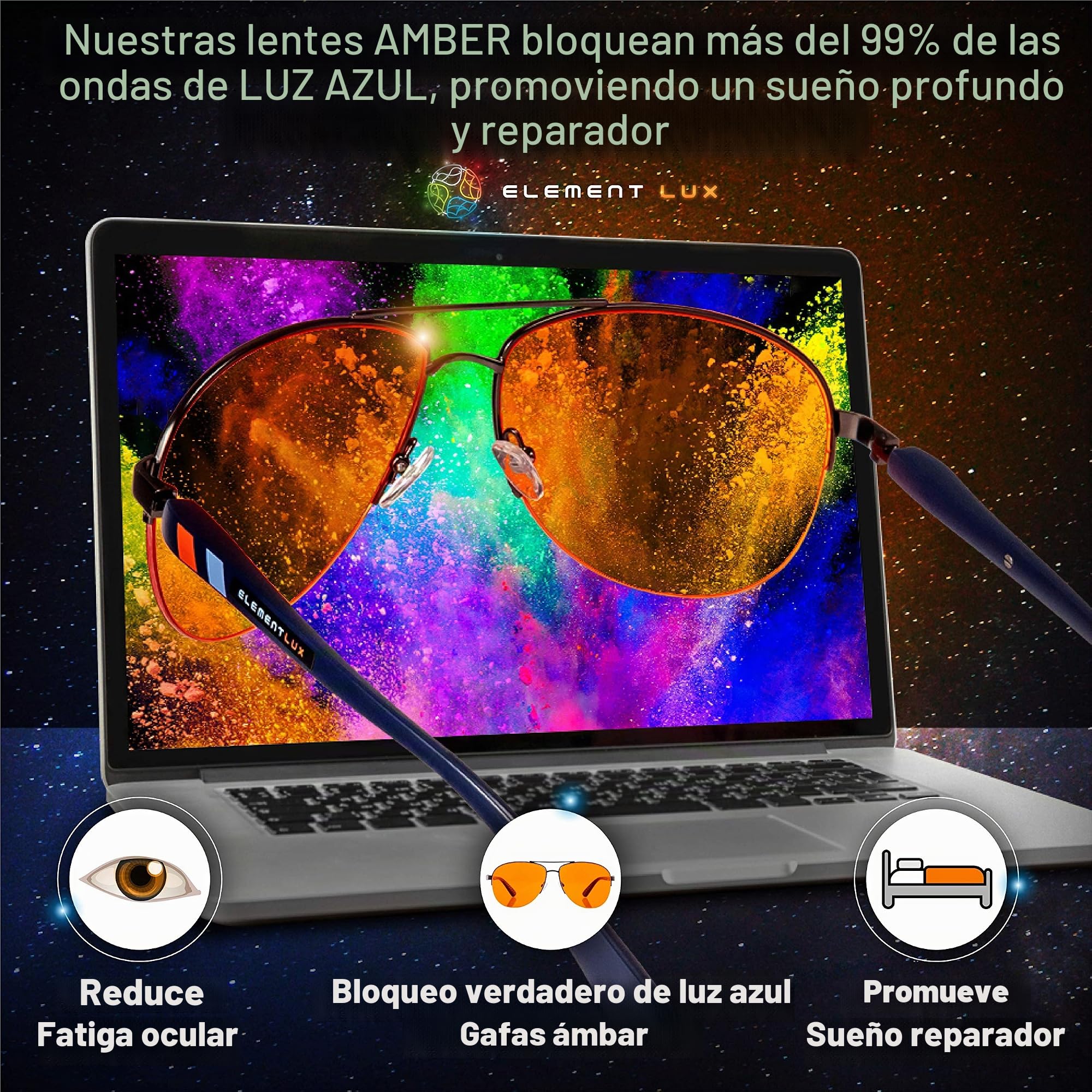 Gafas de bloqueo de luz azul 99% ámbar azul bloqueador – para un mejor sueño, juegos, fatiga ocular, computadora