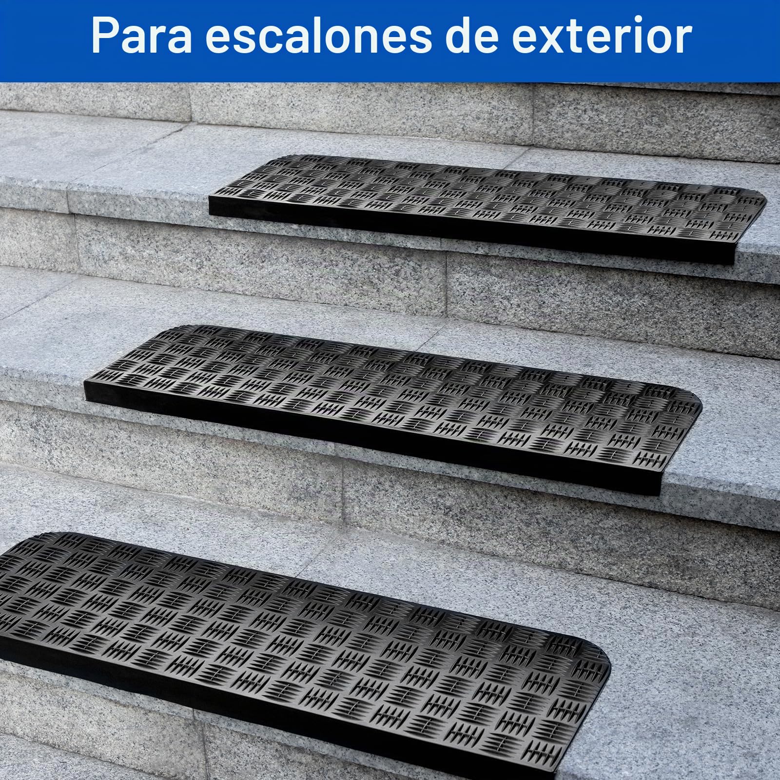 Spurtar Juego de 3 Cinta Caucho Sintético Antideslizante Escaleras Alfombrillas de Goma para Escaleras Antideslizantes, para Interiores y Exteriores Moqueta Adhesiva con Doble Cara,76 x 25 cm