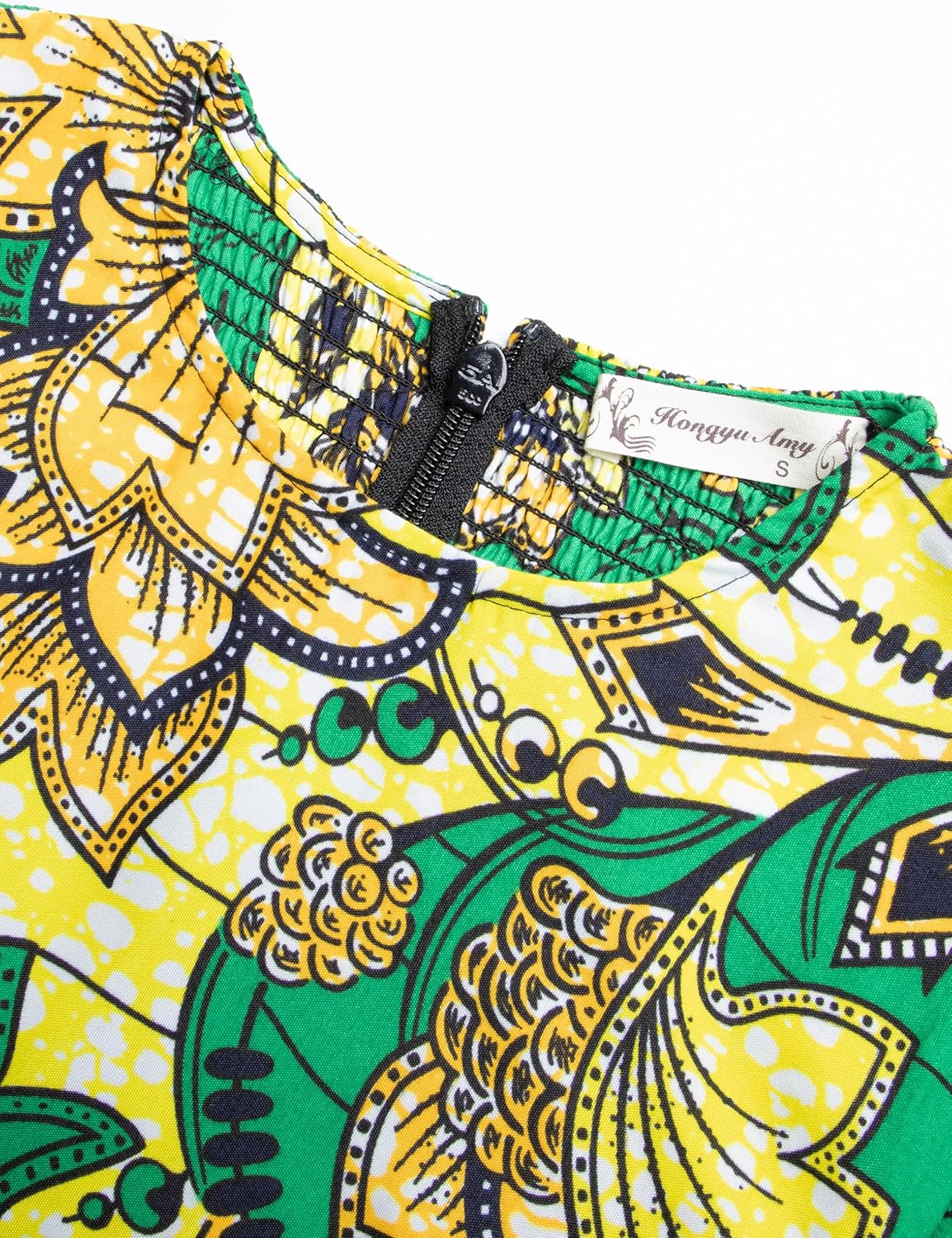 Women's African Ruffle Long Sleeve Dress Ankara Print Maxi Dresses - Image 4