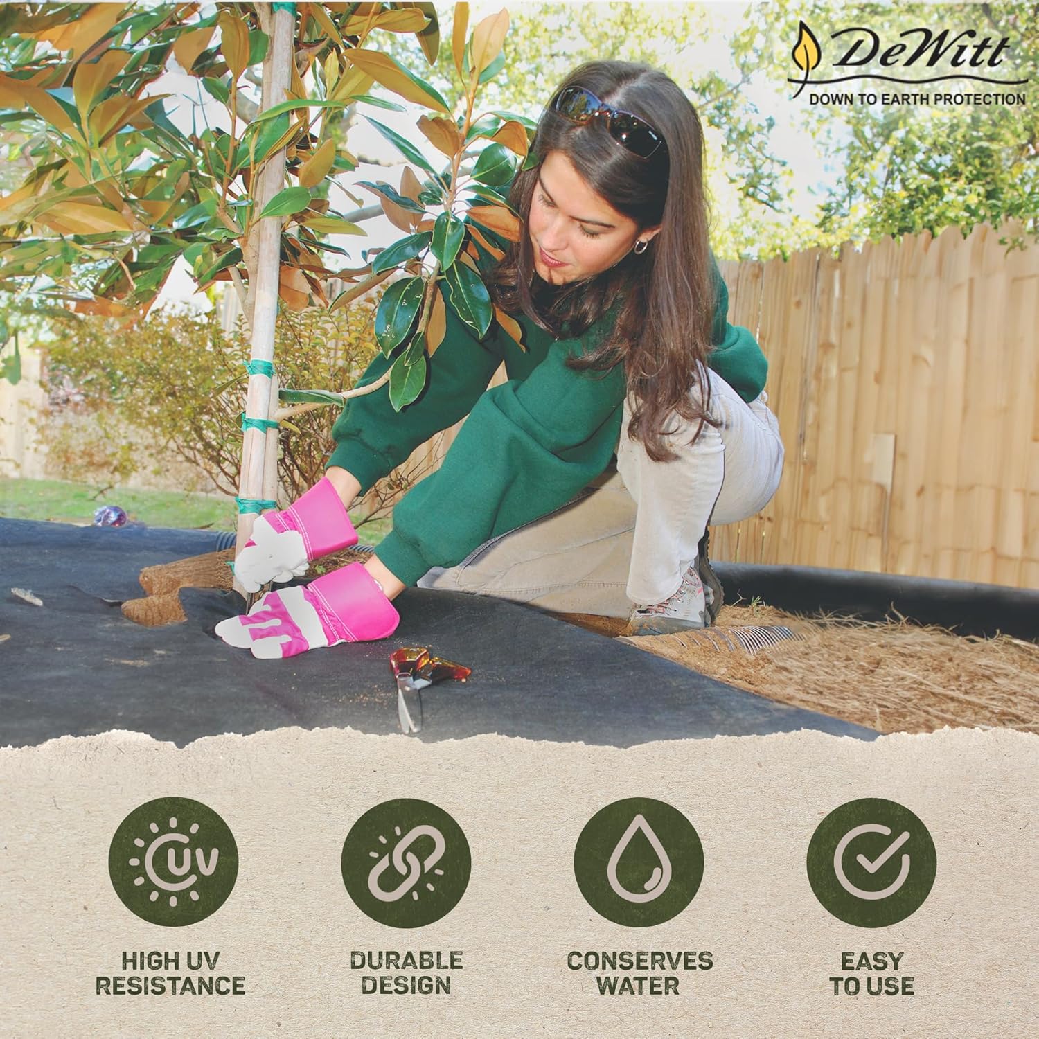 Dewitt Sunbelt Weed Barrier Fabric 3.2 oz, 3 x 200 Feet – Heavy-Duty Ground Cover Mat for Greenhouse Floors, Garden Rows, Raised Beds, Yard Gardening, and Outdoor Landscape Protection