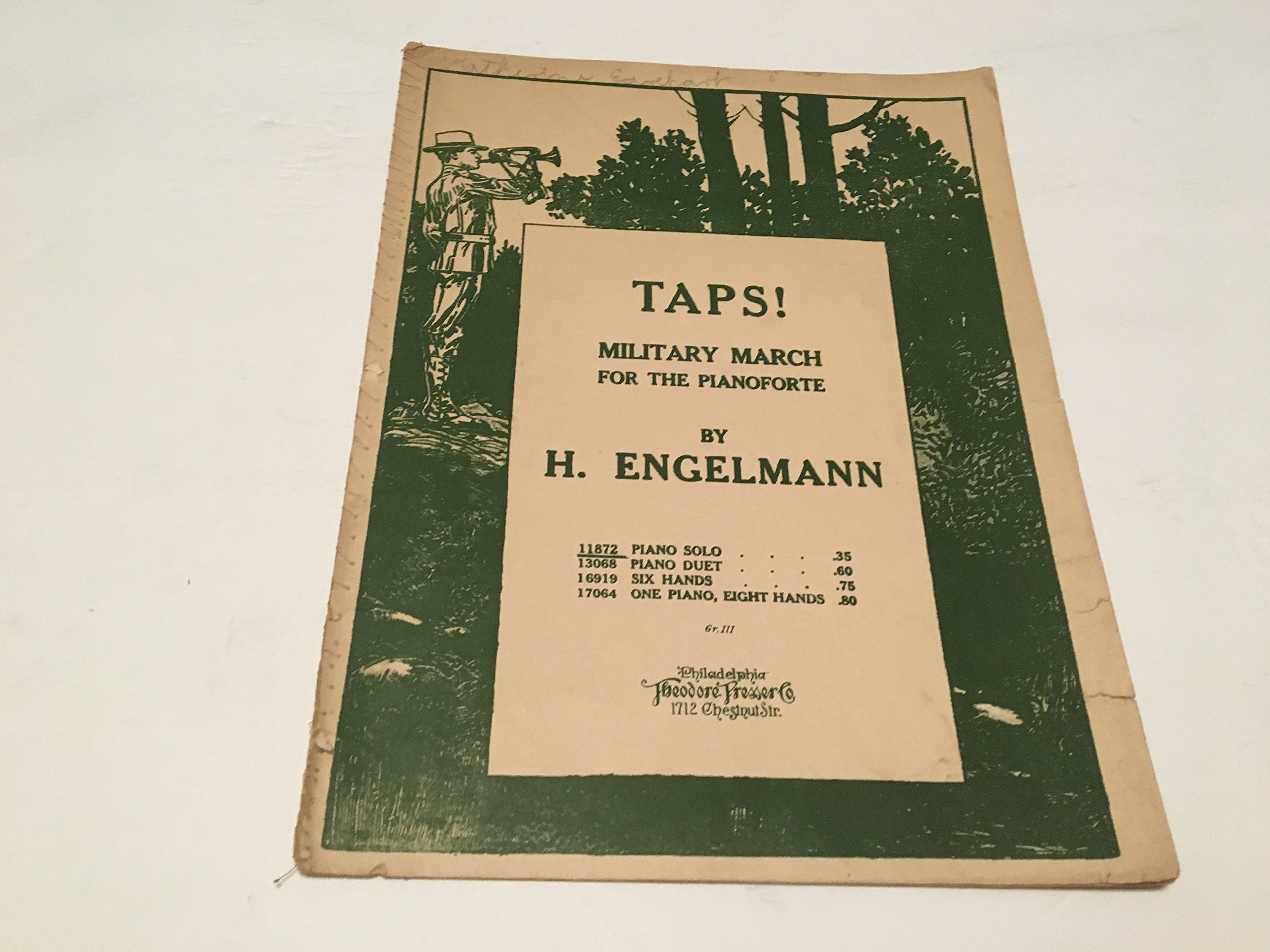 TAPS MILITARY MARCH FOR THE PIANOFORTE SHEET MUSIC