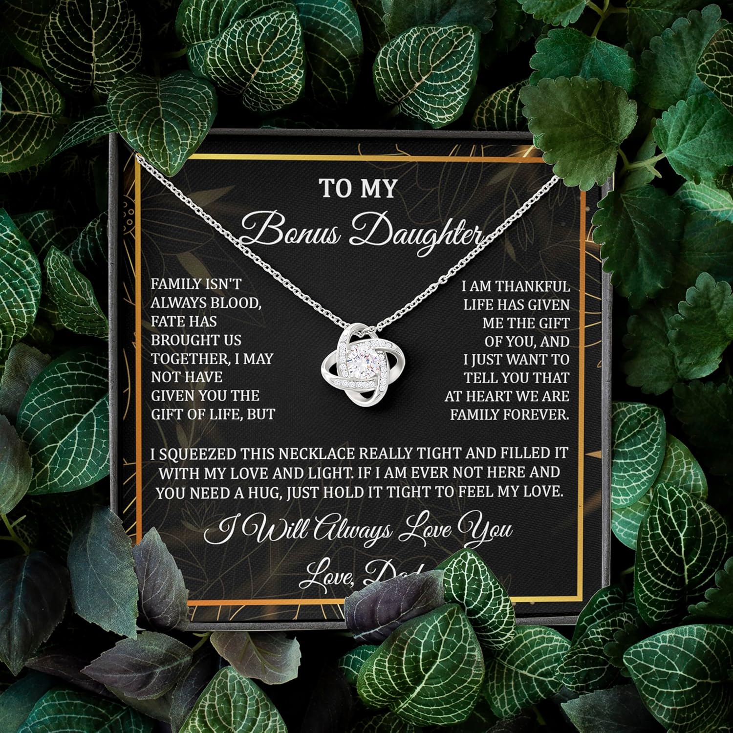 To My Bonus Daughter Necklace From Stepmom, Bonus Daughter Gifts From Stepdad, Graduation Christmas Birthday Gift For Stepdaughter With Message Card And Gift Box - Image 4