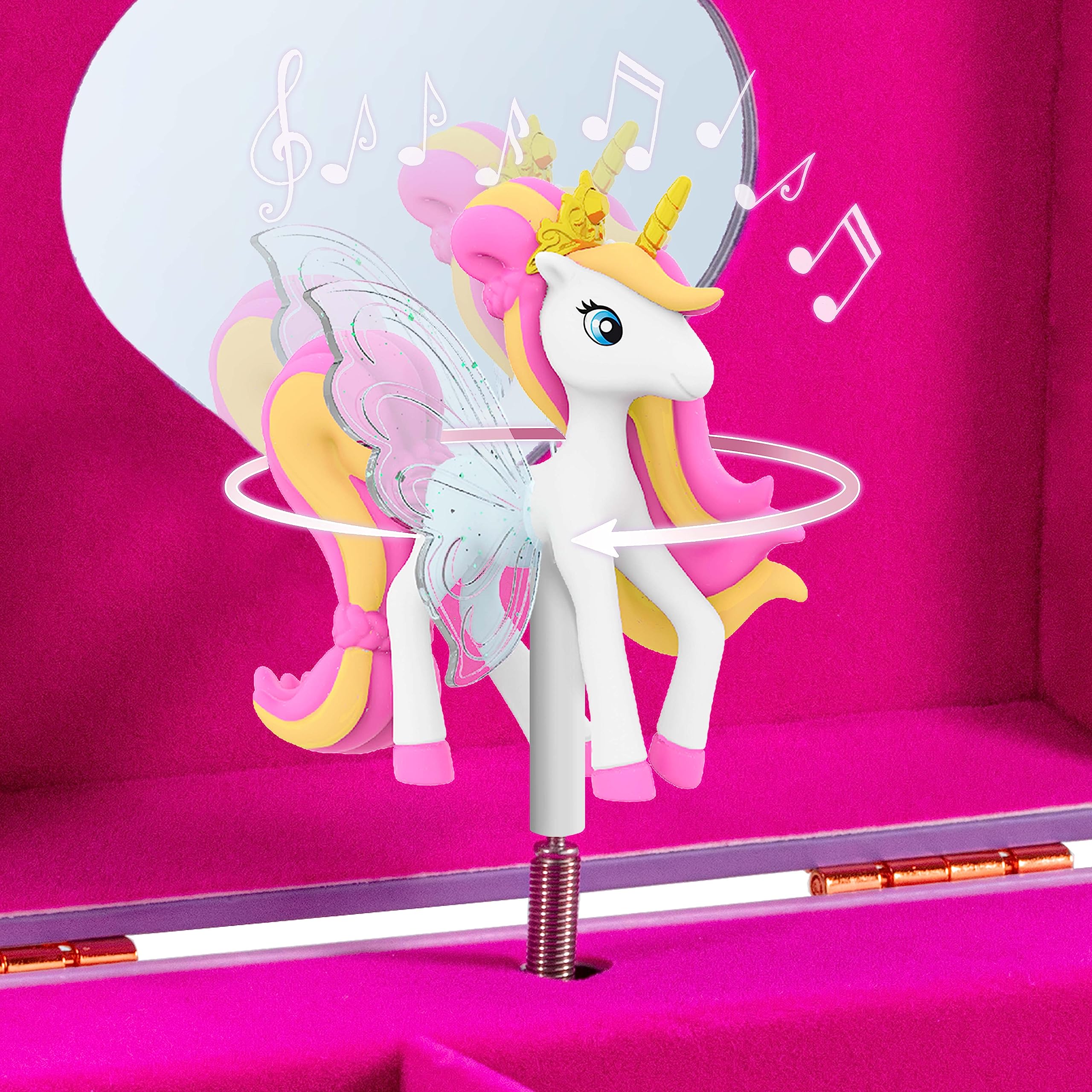 CRAZE Galupy Unicorn Schmuckkästchen Kinder mit Spieluhr , Schmuckschatulle Mädchen mit drehendem Einhorn, Schublade & Spiegel - 4