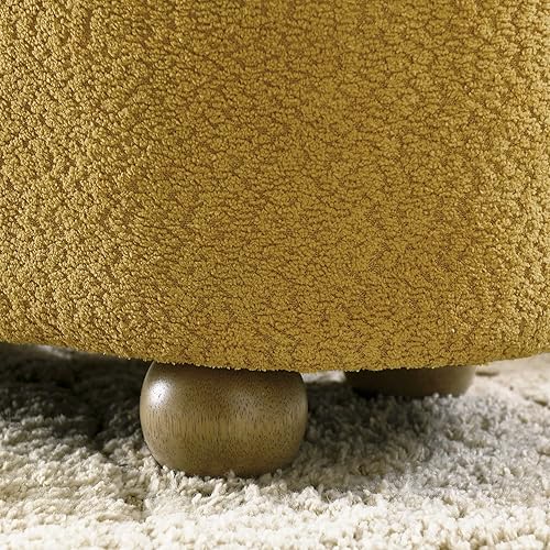 Miniatura 7 de Banco de almacenamiento ovalado para dormitorio con patas ovaladas de madera maciza y tela decorativa suave, adecuado para bancos de entrada, salas