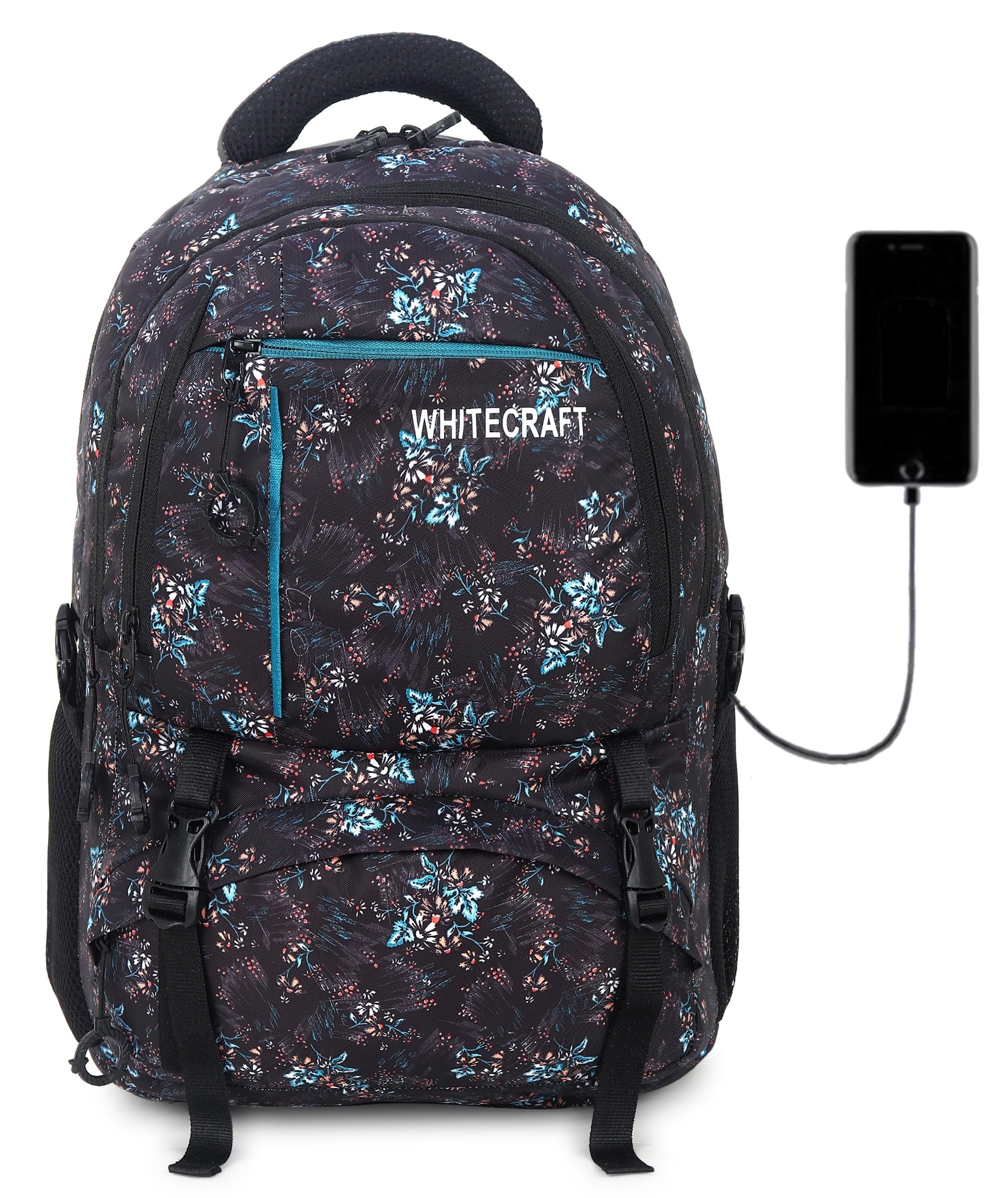 WHITECRAFT 45L Black Laptop Backpack with USB Port|17inch Laptop Sleeve with USB Charging Bag|Water Resistant & Lightweight Backpack Include Rain Cover|College/Travelling/School Bag for Girls & Women (B0CPYJ8FLR) Amazon Price History, Amazon Price Tracker