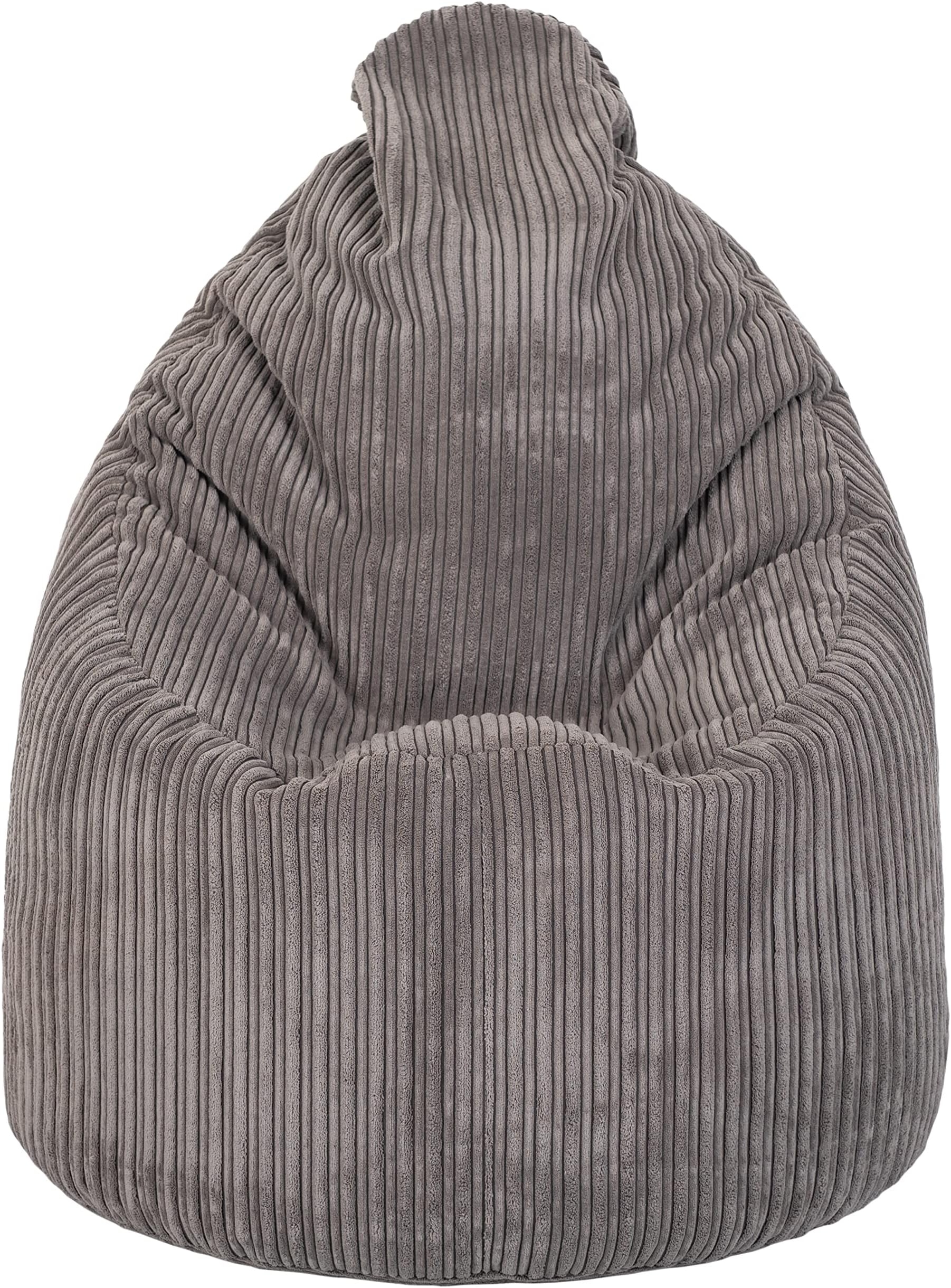 Hippo Bean Bag Chair | Jumbo Cord 'The Rhino' | Gaming Lounger Indoor Living Room | Ergonomic Design (Grey, Bean Bag Chair)