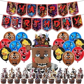Fnaf Birthday Party Decorations Five Nights at Freddy's Party Supplies: Banner, Balloons, Cake Toppers, Cupcake Toppers, Cake Decorations