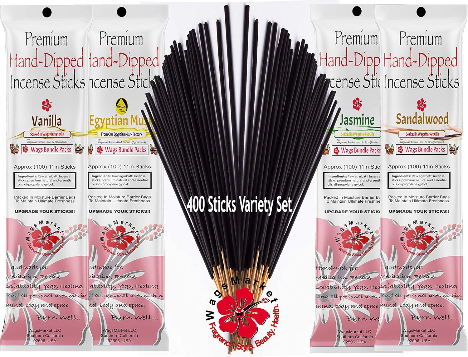 WagsMarket Premium Hand Dipped Incense Sticks, 400 Stick