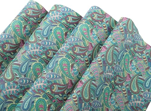 Vista 2 de Picheng Hojas de piel sintética de flores de cachemira: Rollos de piel sintética de cachemira de anacardo de 13.8 x 53 pulgadas (13.8 in x 53.1 in)