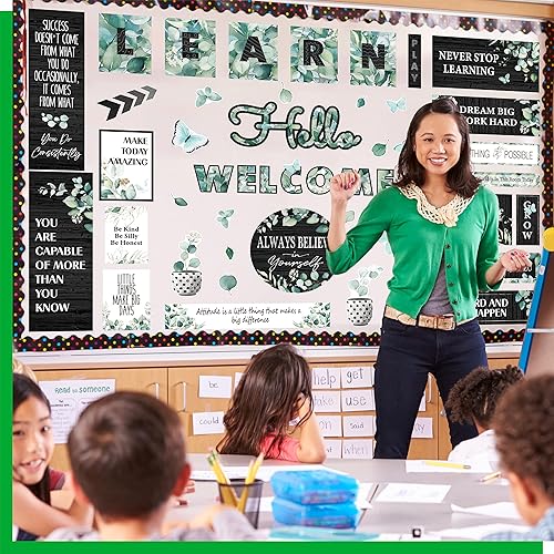 Miniatura 6 de 50 piezas de decoración moderna de tablón de anuncios de granja, letrero decorativo inspirador para pared, carteles con frase positiva, juego de