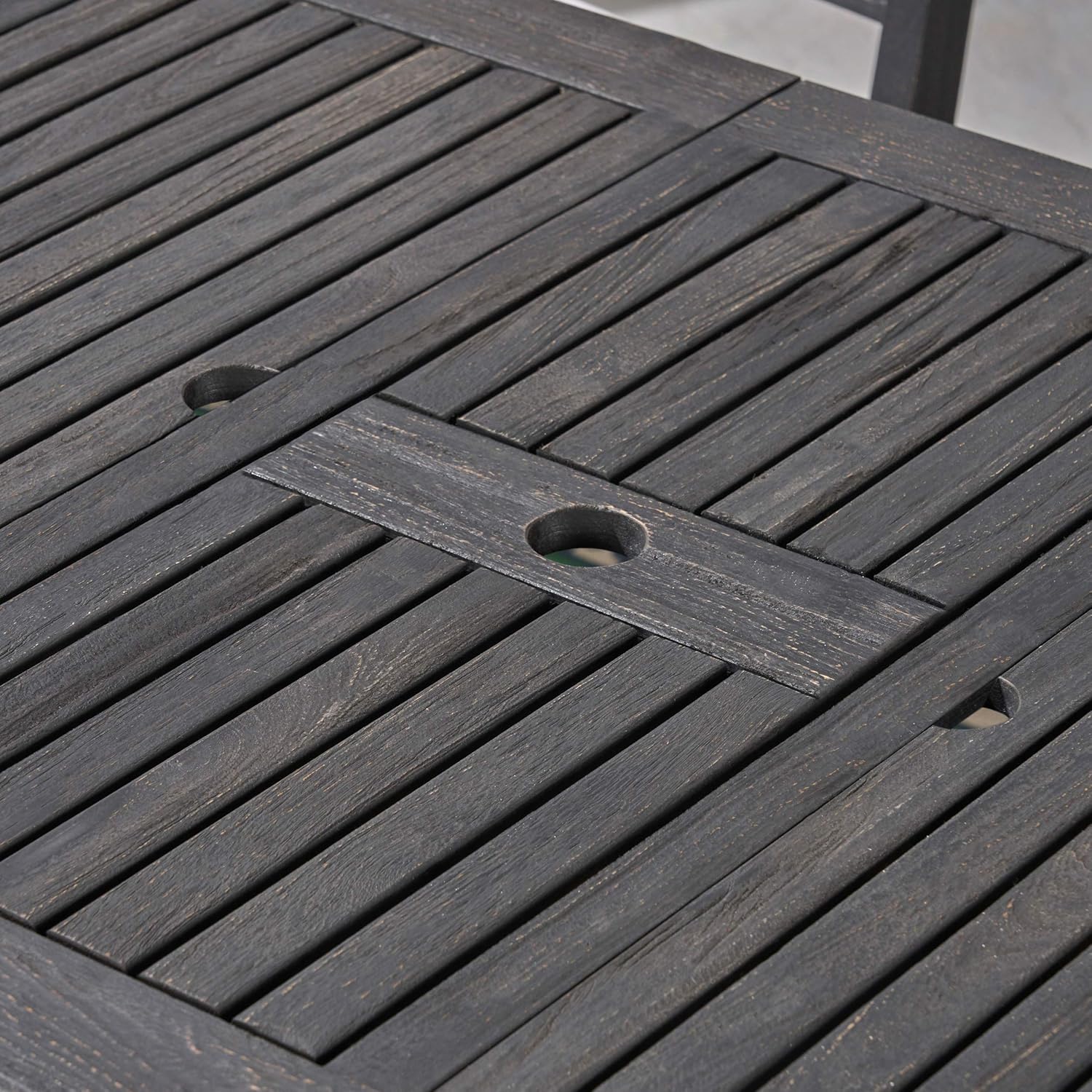 Great Deal Furniture Maddox Outdoor 8-Seater Acacia Wood Expandable Dining Set, Sandblast Dark Gray and Light Gray : Patio, Lawn & Garden