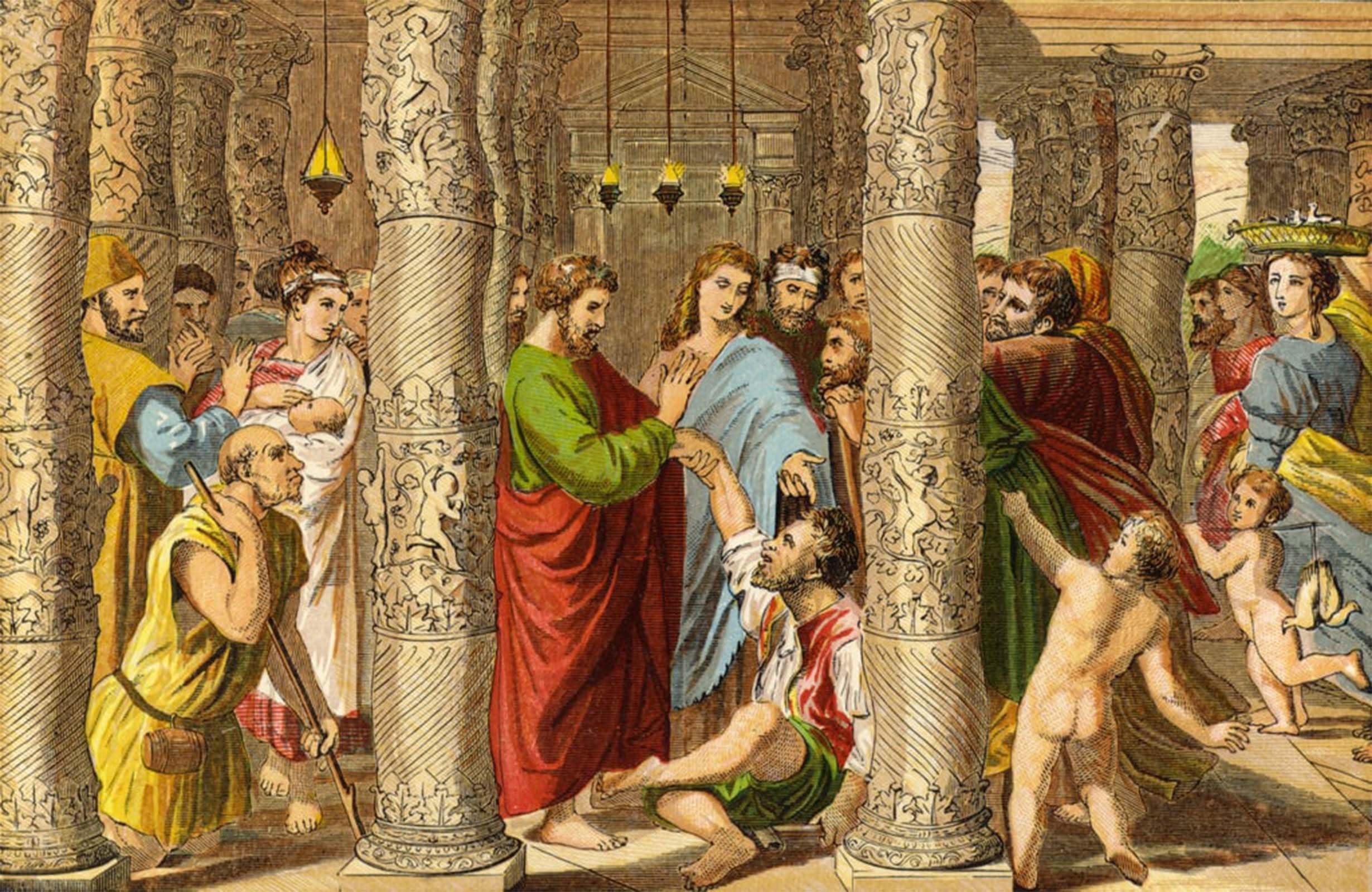 ARTXLXXBN Famous Painting Art Wall Decor Abstract Art Picture Peter and John Healing the Impotent Man by Raffaello Sanzio Raphael Animal Pictures for Home Decor 60x90cm