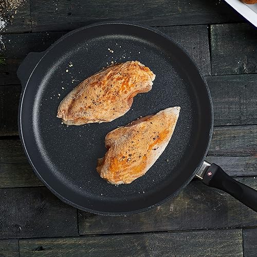 Miniatura 6 de Swiss Diamond Sartén de aluminio antiadherente de 1025 pulgadas con revestimiento de diamante incluye tapa apta para lavavajillas y horno color gris