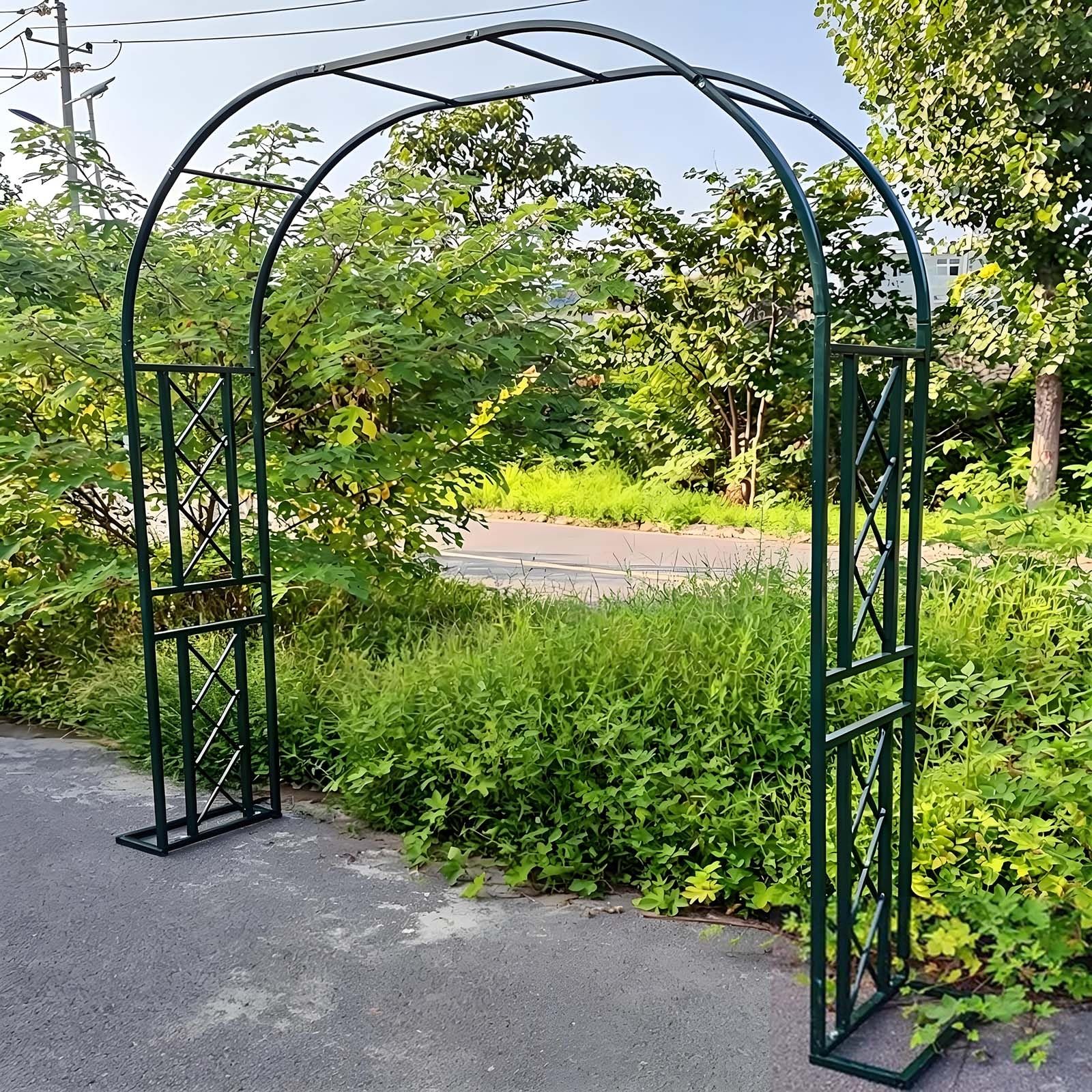 Solidny metalowy łuk do ogrodów różanych, krata do roślin pnących, rama podtrzymująca kwiaty, dekoracja ślubna, szerokość 140 cm, 180 cm, 221 cm, 259 cm, 340 cm (zielony, szer. 134 x wys. 91)