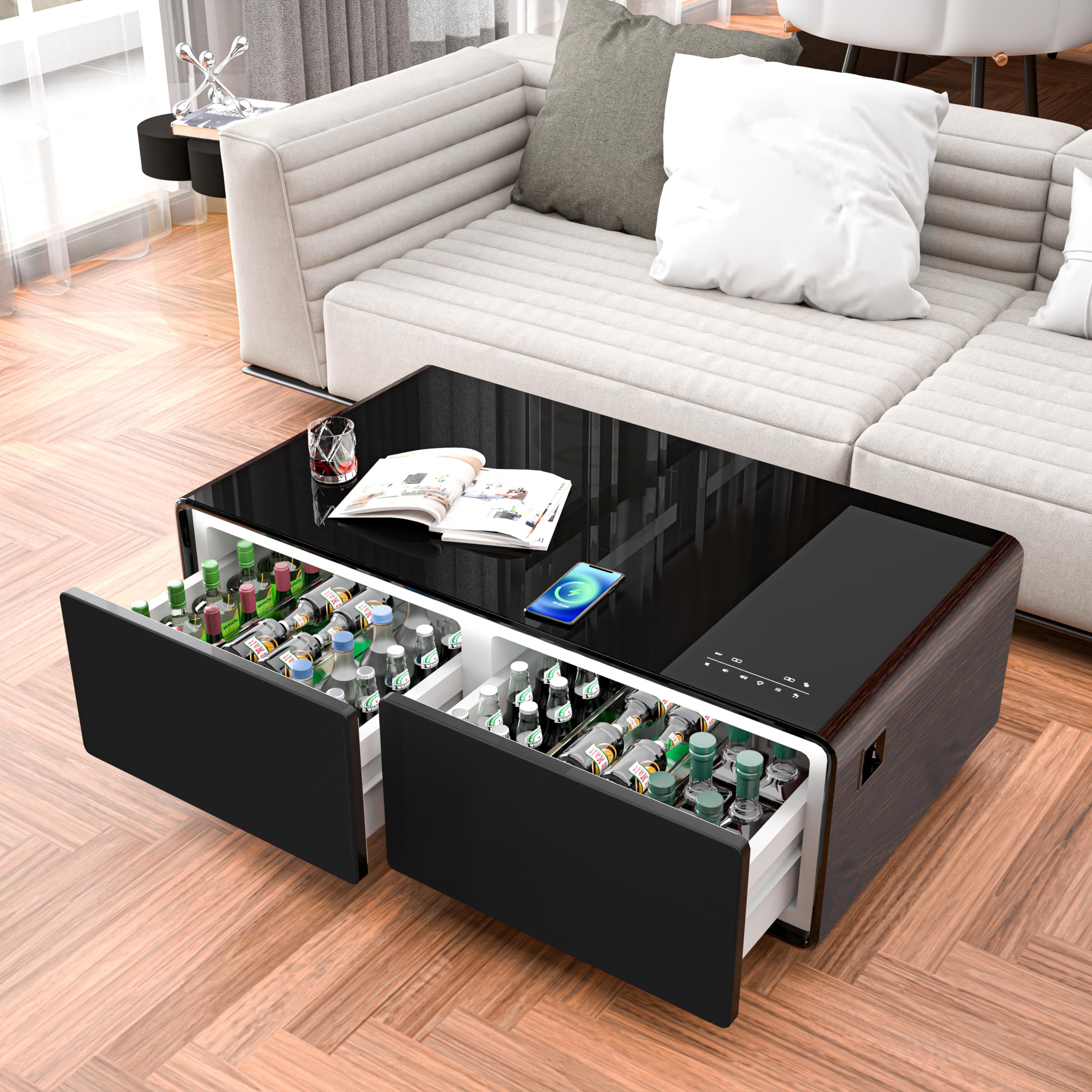 Amazon.com: Merax Modern Smart Coffee Table with Built-in Fridge