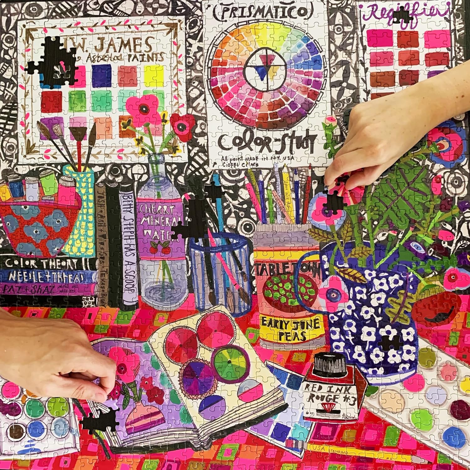 eeBoo: Piece and Love Artist Studio 1000 Piece Square Jigsaw Puzzle, Sturdy Puzzle Pieces, A Cooperative Activity with Friends and Family