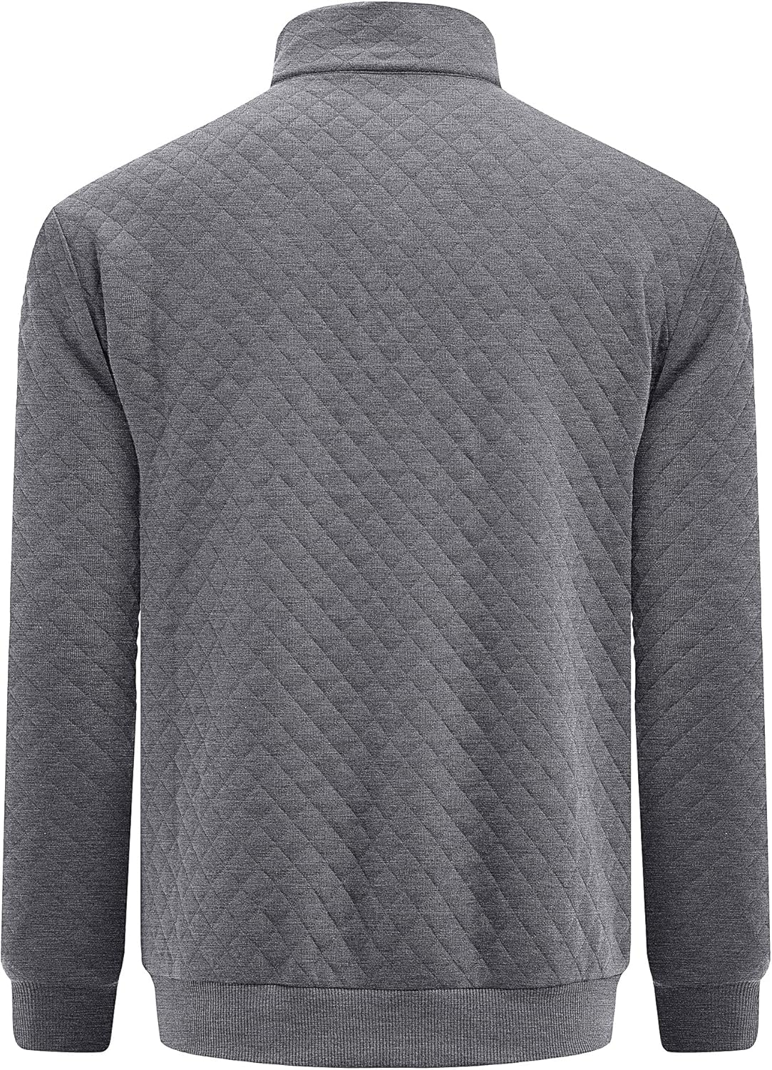URRU Men’s Quarter Zip Pullover Quilted Sweater Long Sleeve Mock Neck Polo with Pocket - Image 6