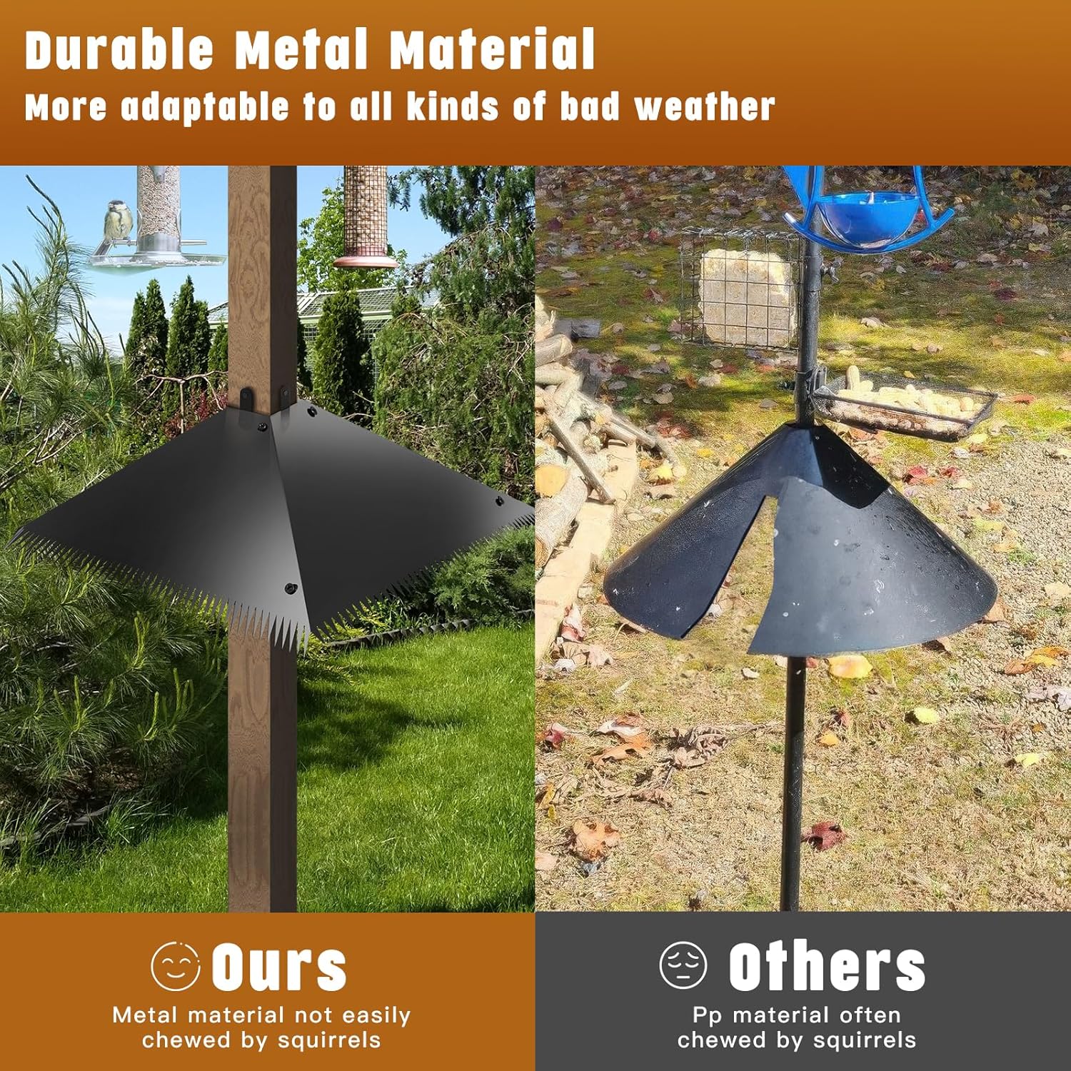 Metal Squirrel Baffles with Spikes - Galvanized Steel Squirrel Guards for 4x4 Posts and Bird Feeder Poles - Keeps Squirrels and Raccoons out of Birdhouses (1 Pack)