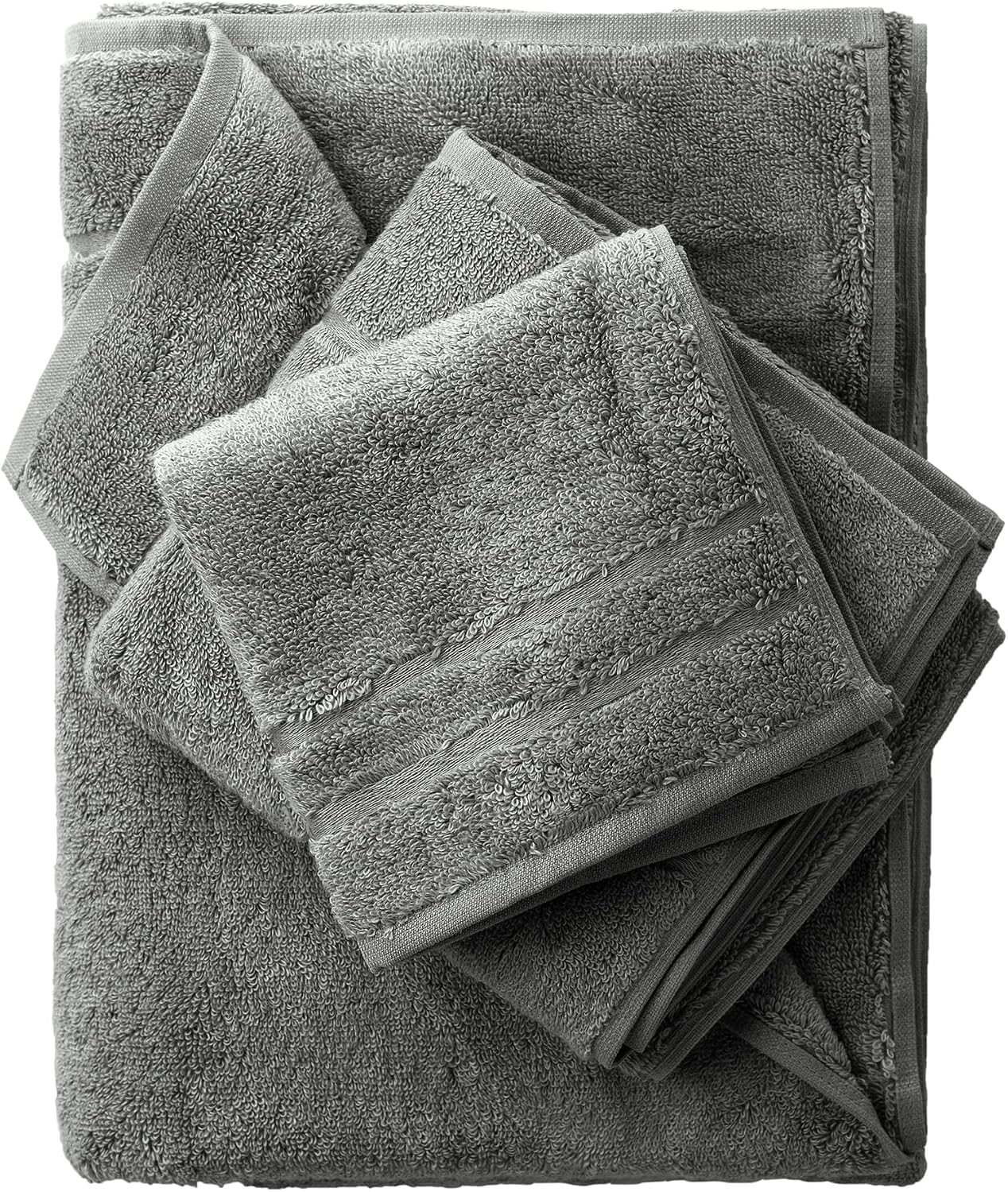 Cariloha Organic Bamboo-Viscose and Turkish Cotton Towel Set - Soft Towel Set for Face and Body - 600 GSM - Onyx - Set of 3 Towels