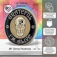 Vista 3 de Chip de sobriedad Grateful I'm Alive Moneda AA de afirmación esculpida en 3D (dorado)