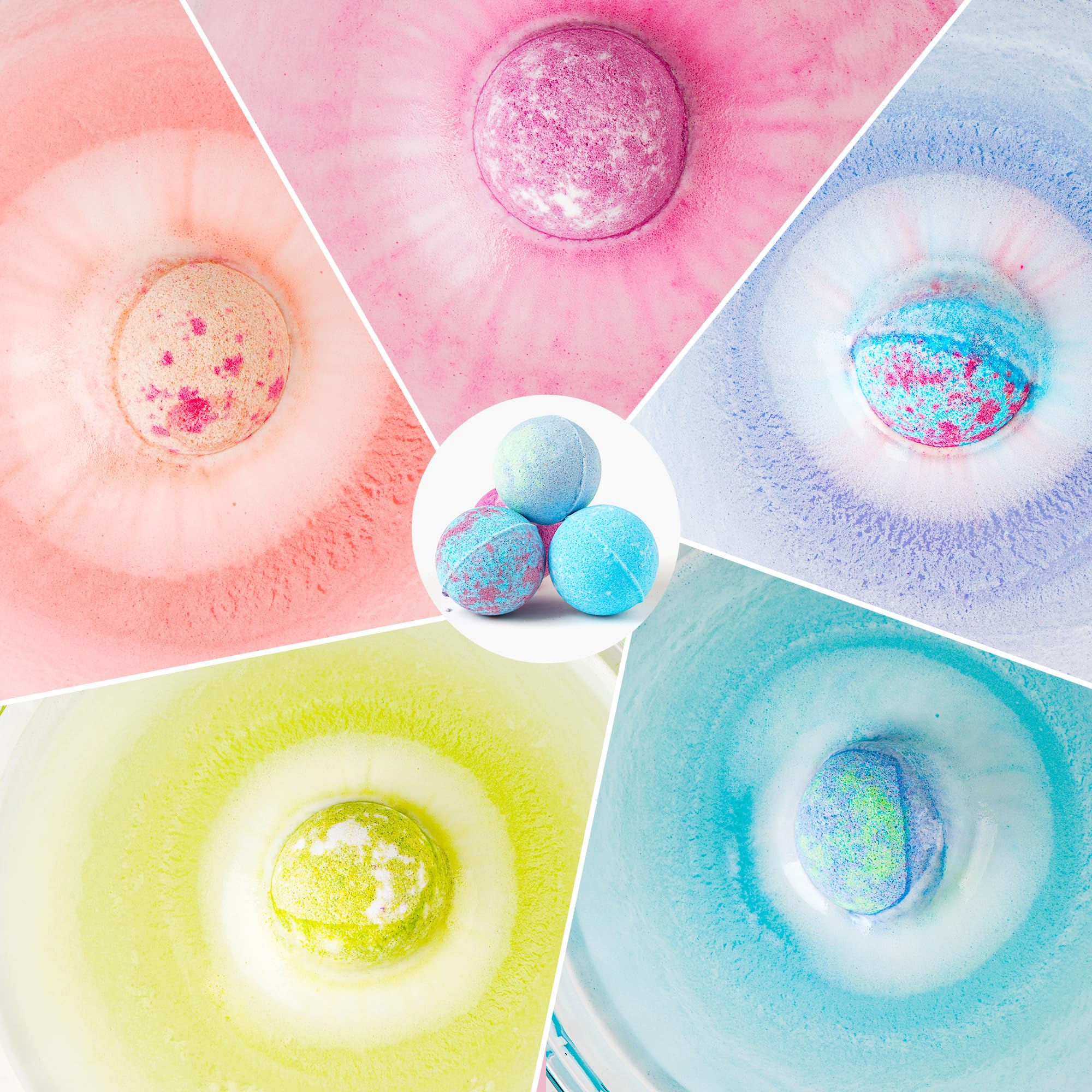 Bombas de Baño Orgánicas Naturales Veganas con Aceites Esenciales, Regalo de Spa Individual para Mujer