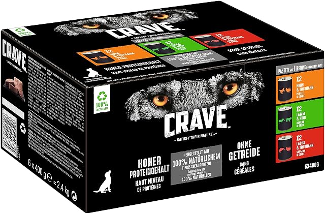 Crave Comida para Perros para Adultos en paté, 6 latas, 6 x 400 g
