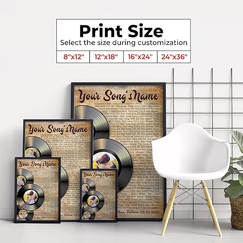 Miniatura 7 de H-DEWALL Letras de canciones personalizadas, póster de San Valentín para él, obra de arte sin marco para pared de dormitorio, regalos para pareja