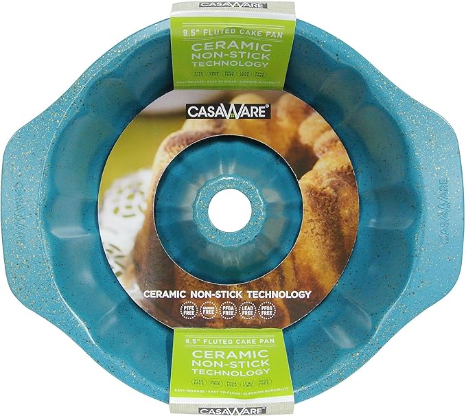 casaWare Fluted Cake Pan 9.5-inch (10-Cup) Ceramic Coated NonStick (Blue Granite) casaWare Fluted Cake Pan 9.5-inch (10-Cup) Ceramic Coated NonStick (Blue Granite)
