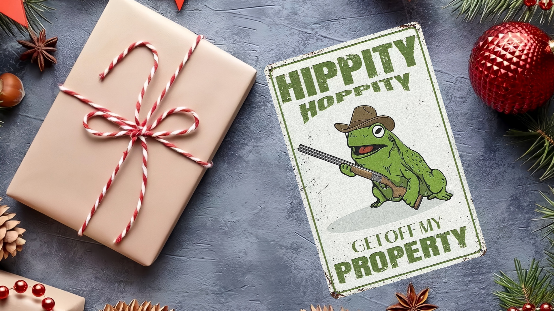 Targa In Latta Vintage "Hippity Hoppity Get Off My Property Frog!" - Decorazione Da Parete Per Garage, Bar O Club (15x20 Cm) - 2