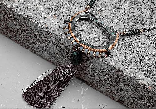 Miniatura 6 de Long Midlength Women Necklace Sweater Length Necklaces Long Amazonite Necklace Long Metal Tassel Necklace Pendant Necklace with Metal Tassel