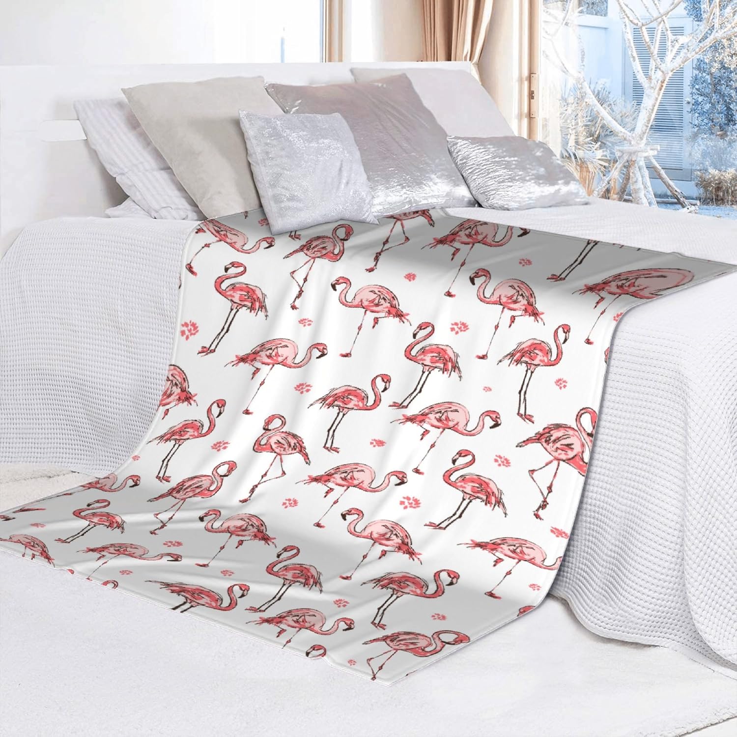 Flamingos Blanket Gifts Super Soft Fleece Throw Blankets Cozy Flannel Air Conditioning Blanket Blanket for Couch Bed 50x40 Small for Kid