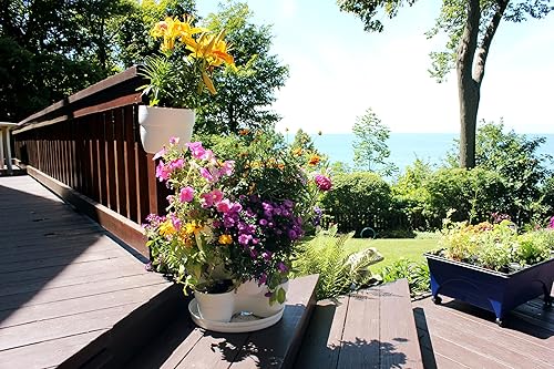 Miniatura 5 de EMSCO Bloomers - Maceta apilable con capacidad para hasta 9 plantas, ideal tanto en interiores como en exteriores, color blanco Blanco,Marrón