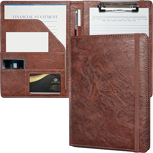 Vista 9 de Mymazn - Portapapeles pequeño Junior Padfolio Folio 7 x 9 pulgadas Bloc de escritura recargable, carpeta de piel sintética A5 para bloc de notas