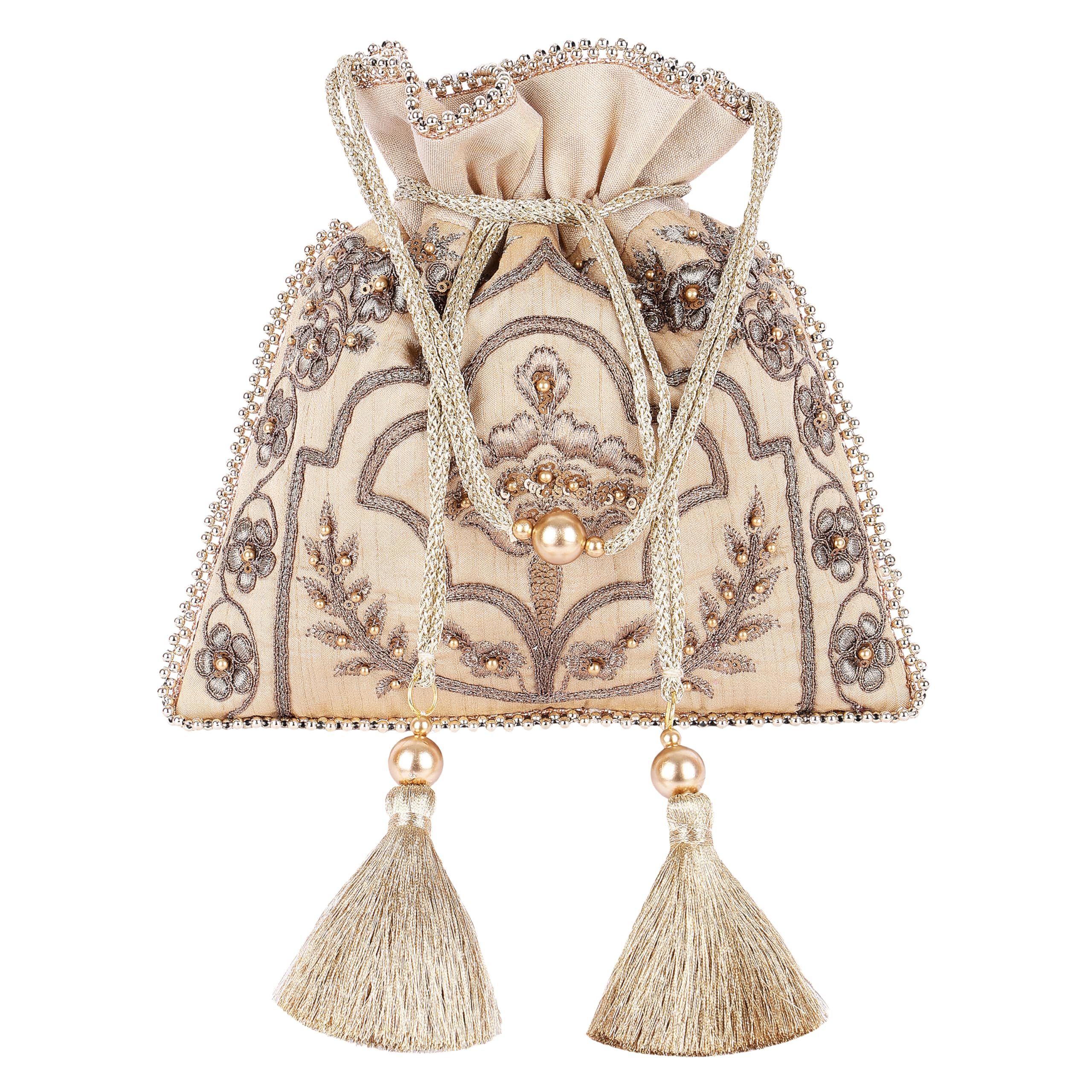 masq by Q-One Embroidered Silk Potli Bags - Handcrafted for Weddings, Festive Season & Special Occasions with Beads and Sequins - Made in India-picture-22