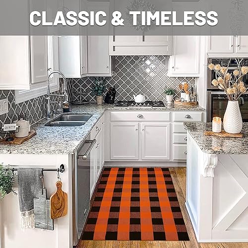 Miniatura 177 de IOHOUZE - Tapete a cuadros estilo búfalo de 5 x 8 pies para interiores y exteriores, lavable, para sala, tapete de bienvenida primavera-verano
