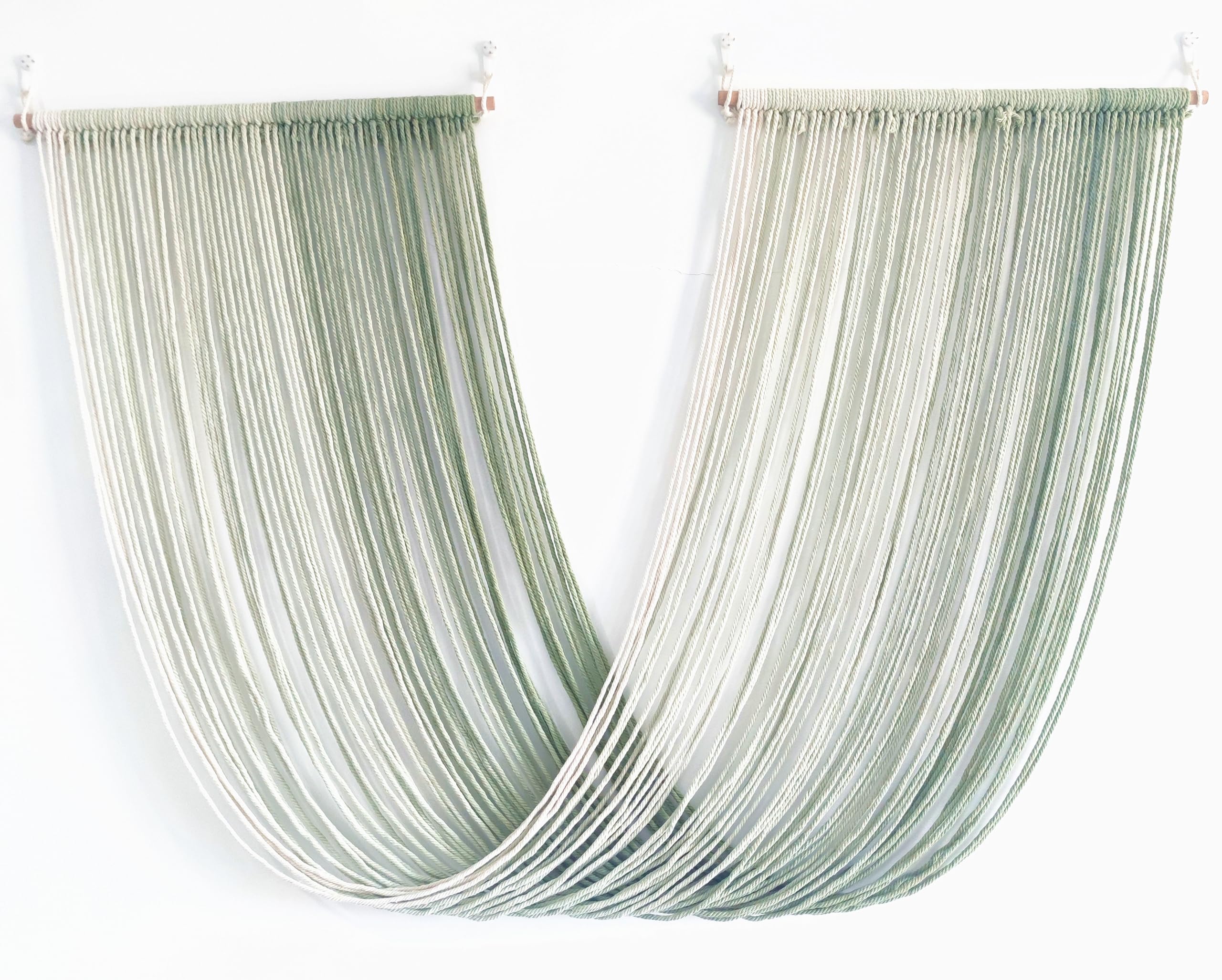 QULBUJ Dip Dye Large Macrame Wall Hanging Tie-Dye Yarn Tapestry Home Boho Wall Decor Ombre Wall Art Headboard Bedroom Living Room 52" Wx34 L,Green