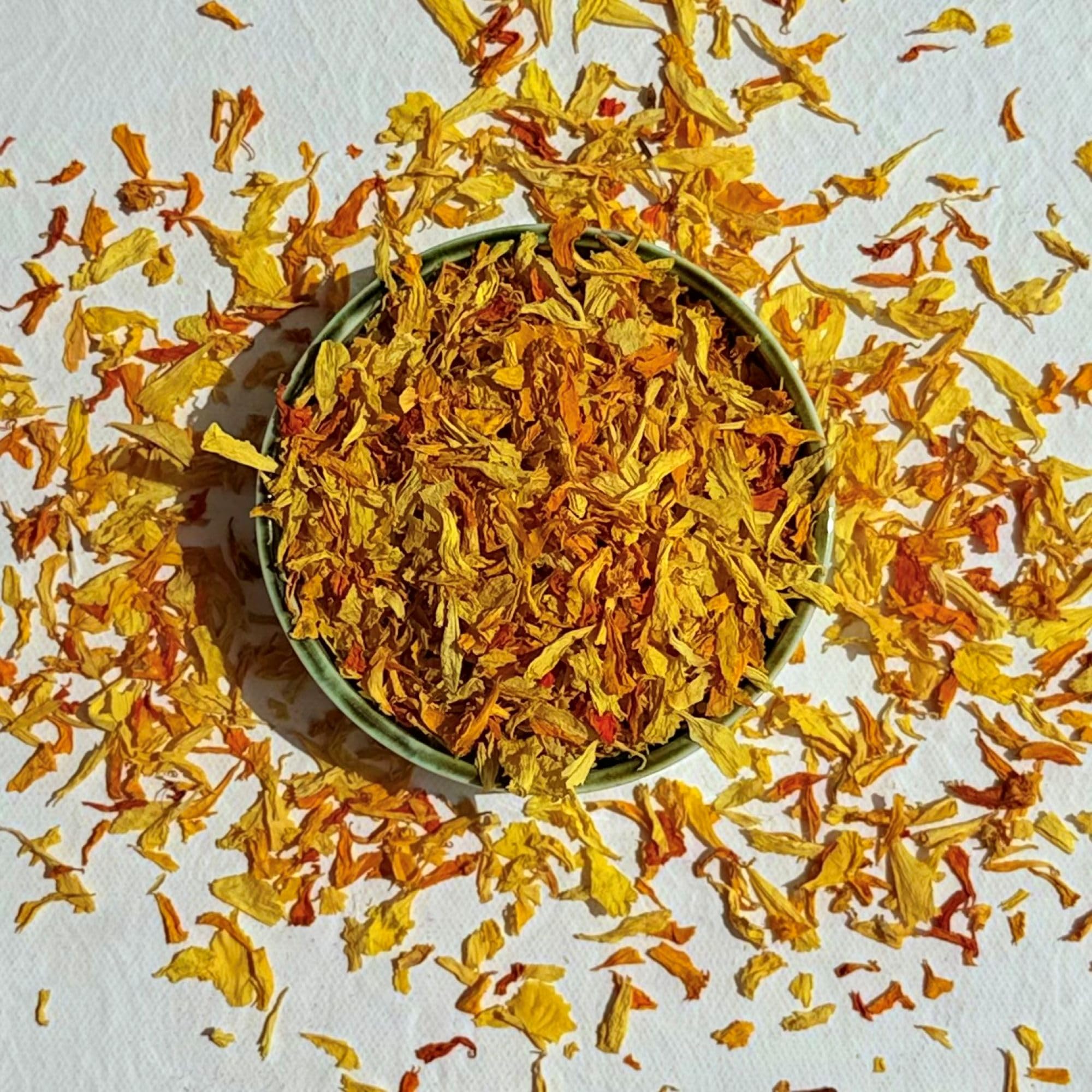 Edible Petals - 50g - Harvest blend of Natural Dried Yellow & Orange Marigold - Certified Food Grade (229)