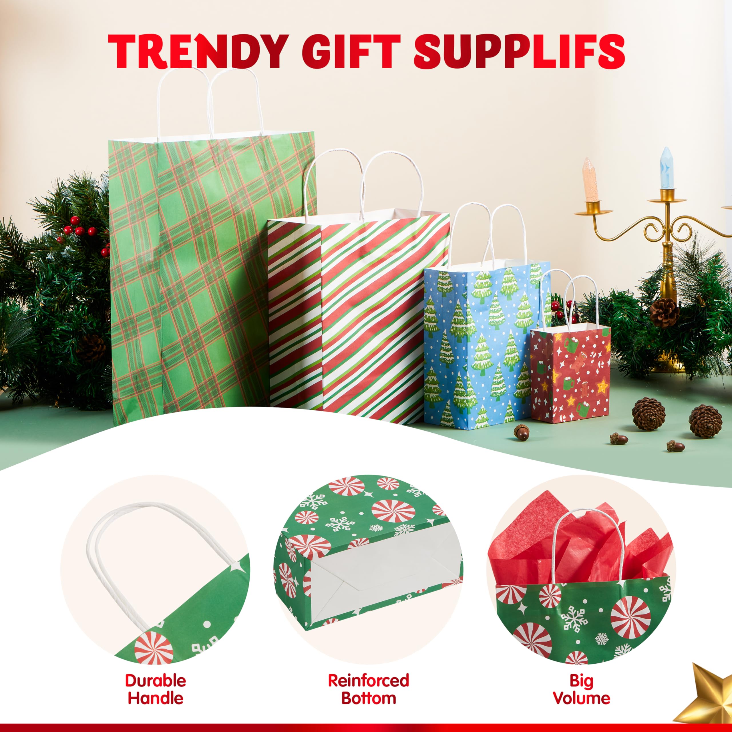 Joyfy 24 PCS Gift Bags Bulk With Handle For Holiday Wrapping, Xmas...