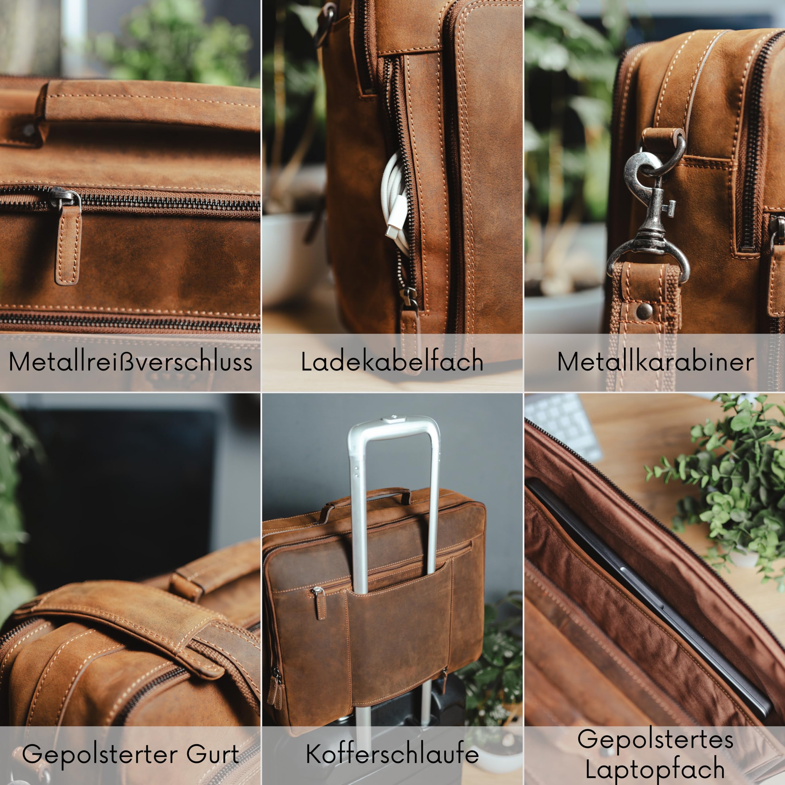 Baur XXL Tasche Echtleder – EXTRA GROSS | Laptoptasche für 13, 14, 15 & 16 Zoll | Sehr geräumige Business- & Aktentasche mit viel Stauraum | Notebook-Maße max. 38cm x 28cm