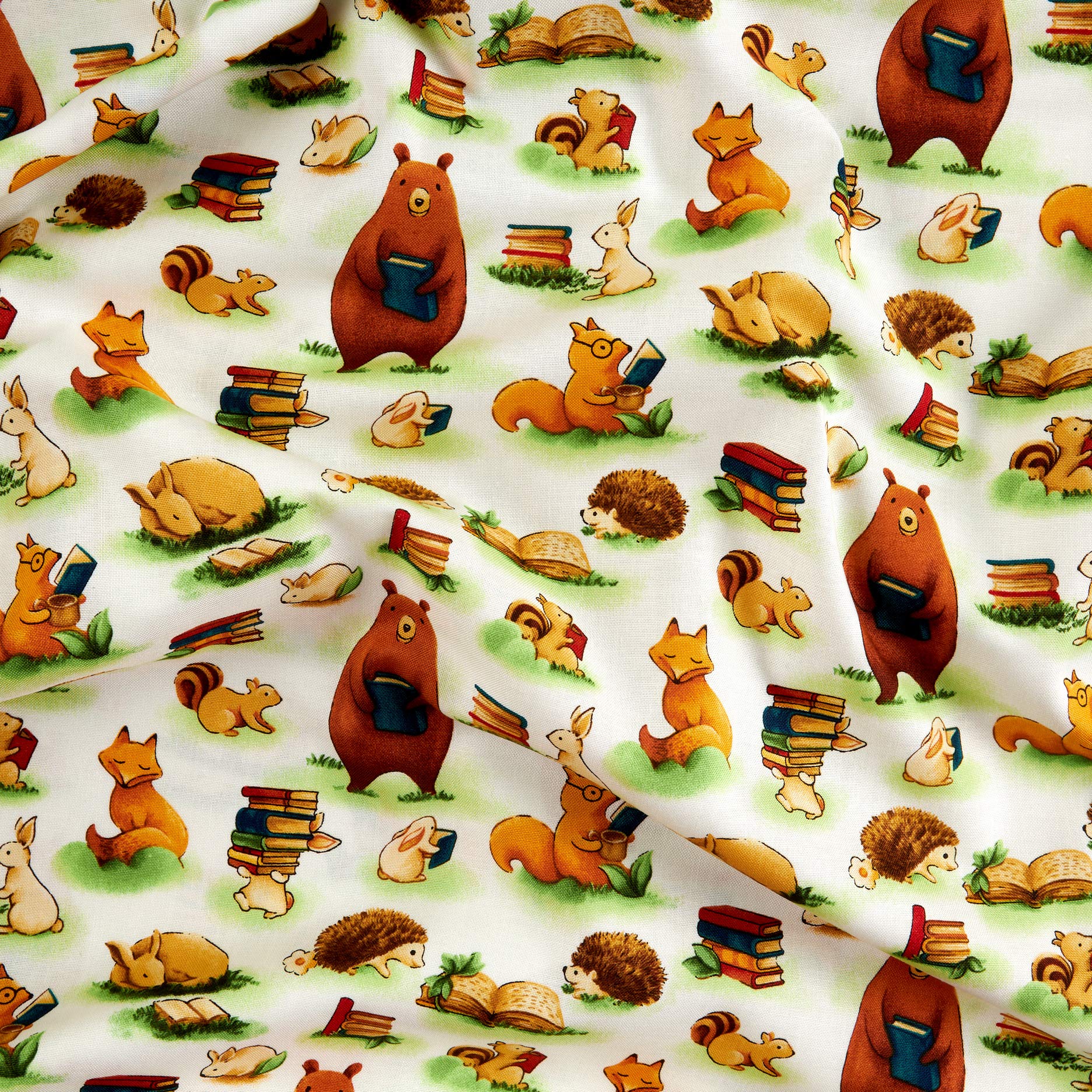 Paintbrush Studios Forest Fables Animals & Books White, Quilting Fabric by the Yard - Image 4