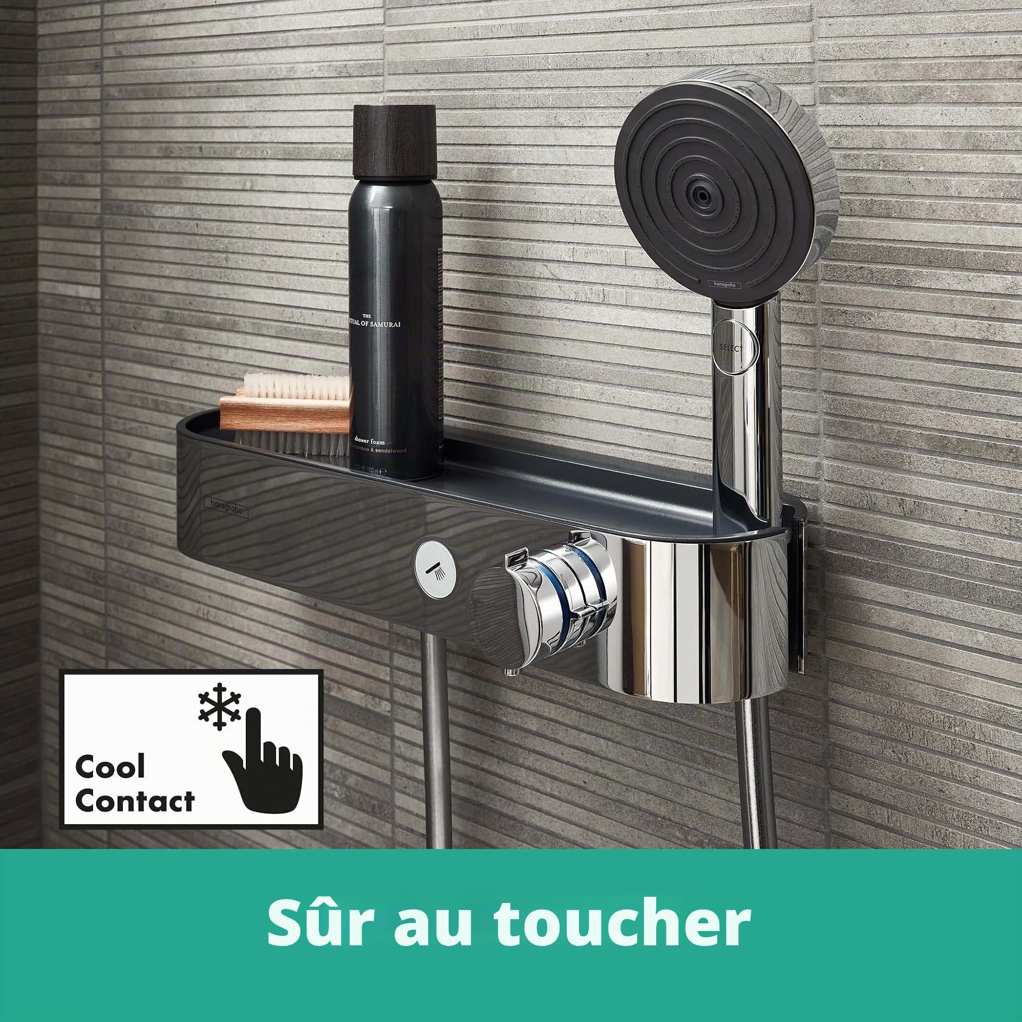 hansgrohe Pulsify S - Set de douche, Ensemble de douche avec mitigeur thermostatique, douchette, barre de douche 65cm, support et flexible de douche 160cm, Pommeau de douche avec 3 jets, Chromé