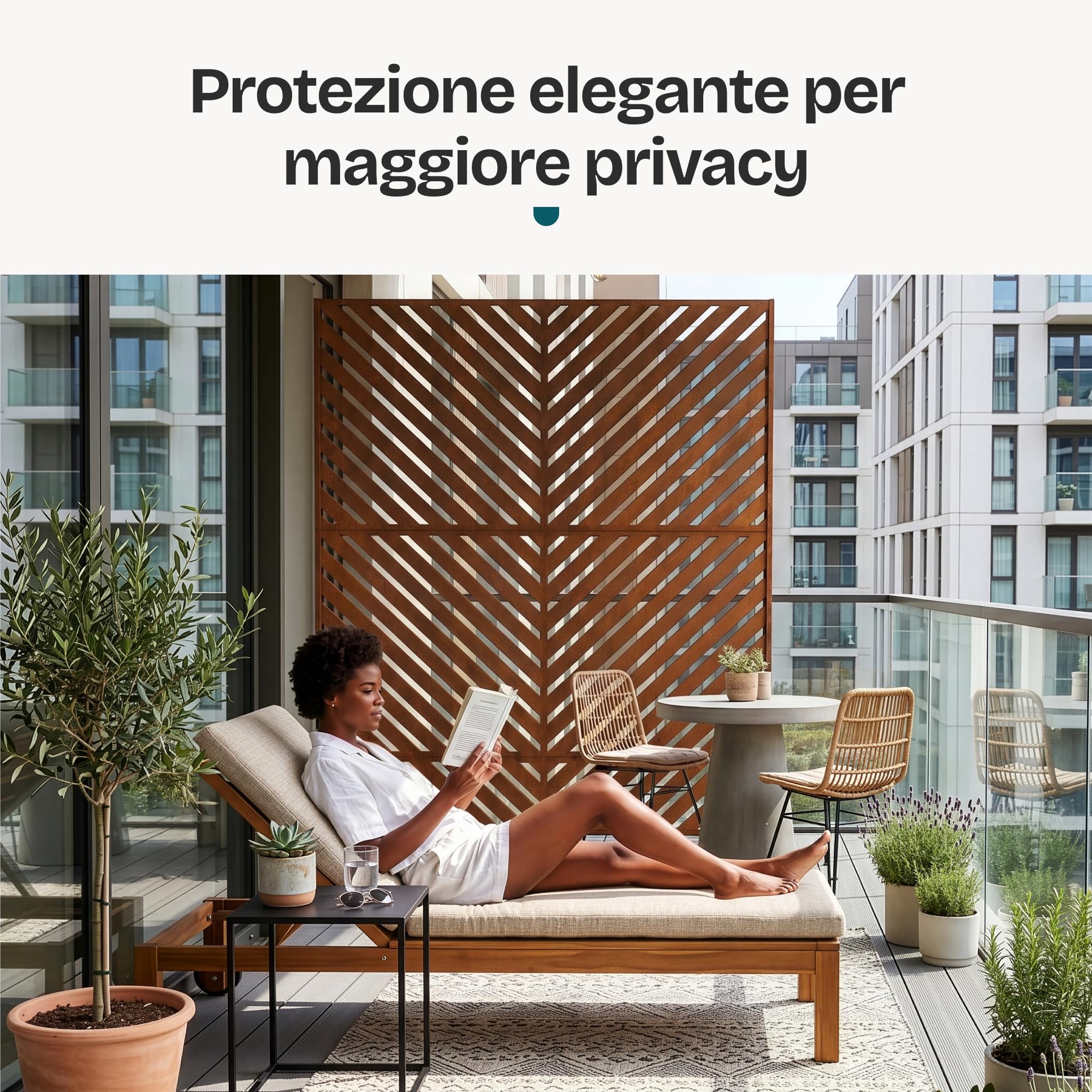 casa.pro Pannello Divisore per Spazi Esterni Interni Divisorio Frangivista con Struttura Traforata Decorativa Schermatura per Privacy in Acciaio Corten 180 x 120 cm - Marrone Ossidato