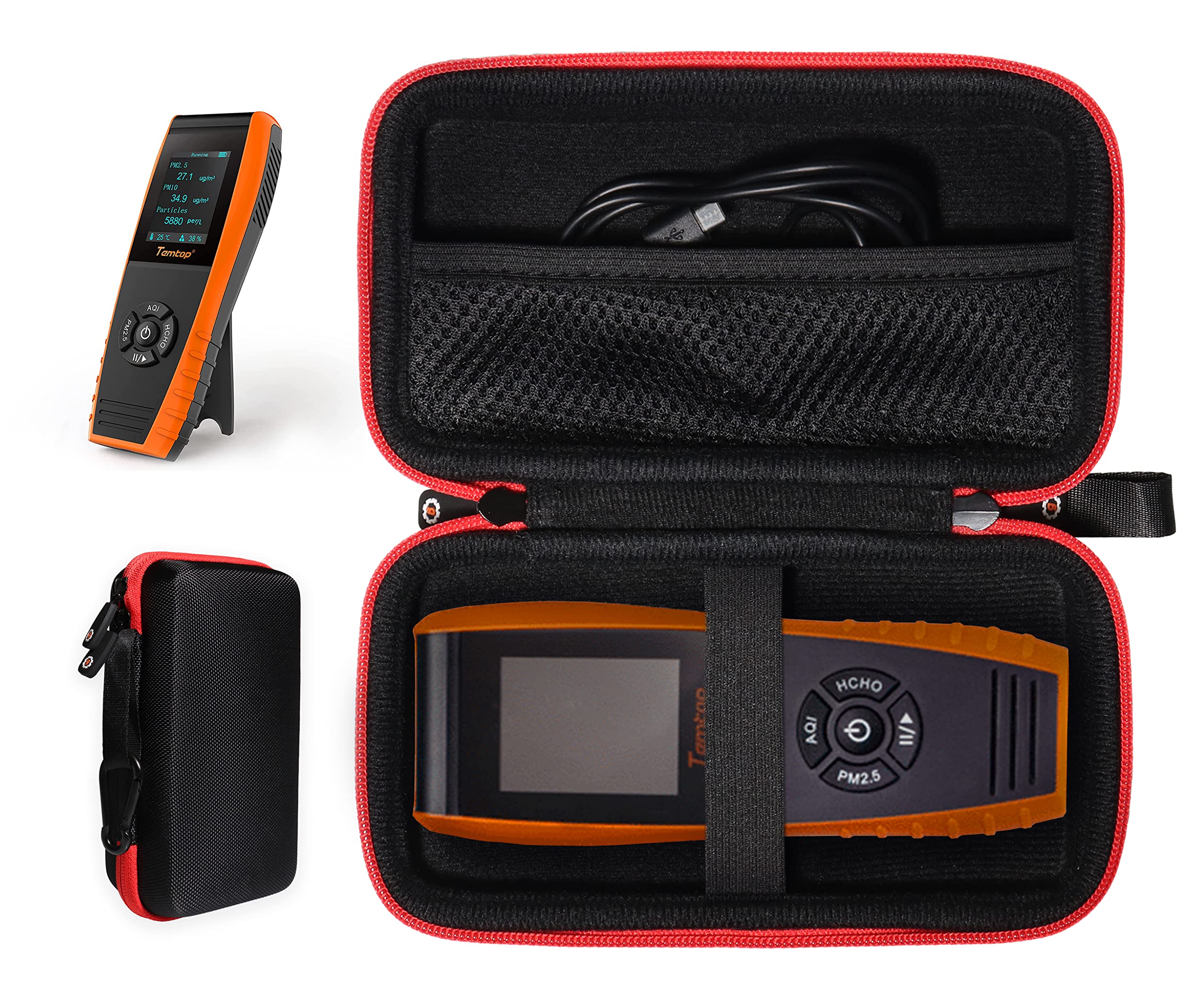 GETGEAR Organizing Case Compatible with Temtop Air Quality Monitor, also fits for BIAOLING Accurate Tester, EG Air Quality Pollution Monitor
