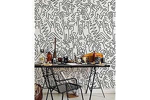 Murwal Black And White Keith Haring Print | Abstract Modern Pop Art...