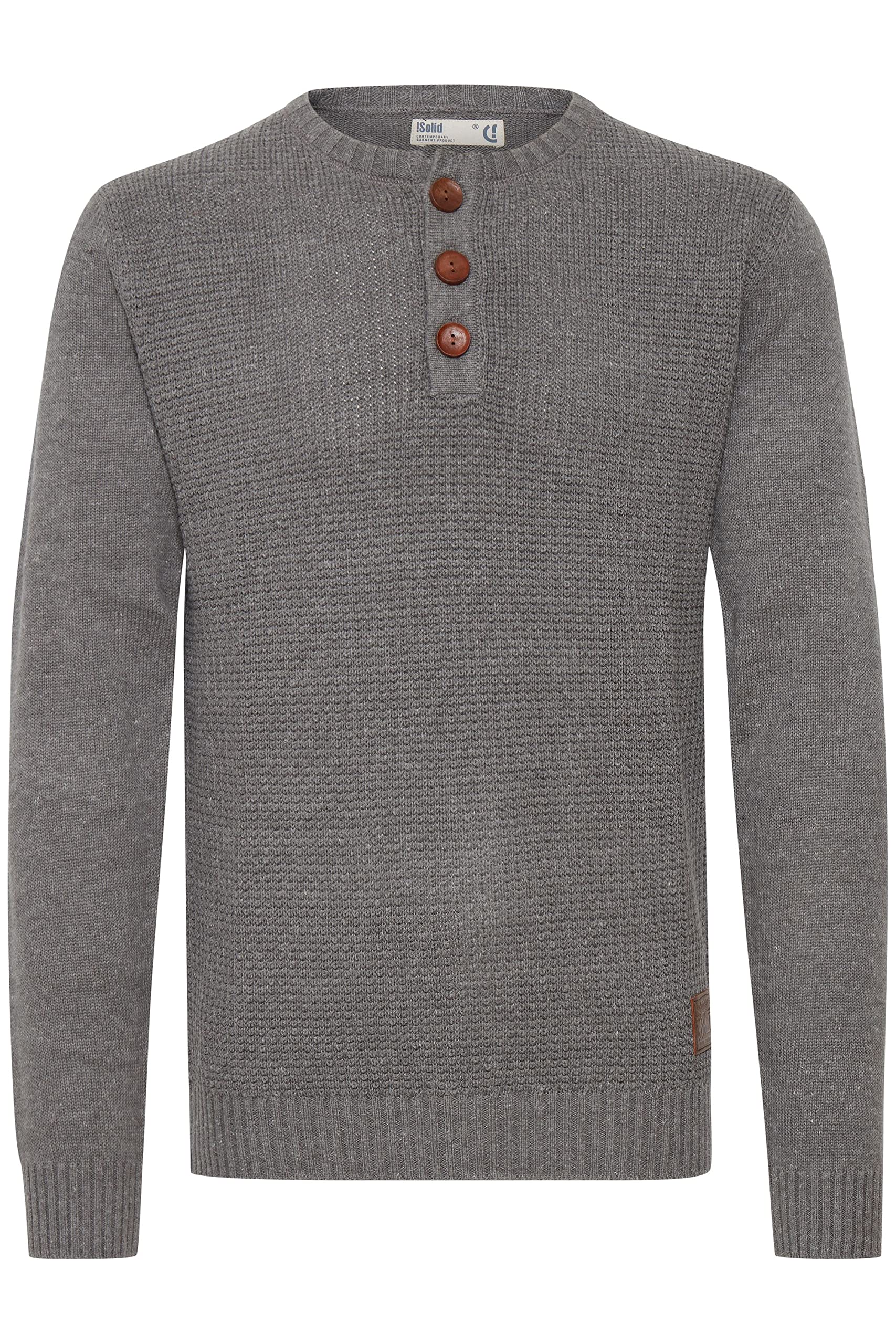 !Solid SDTerrance Herren Strickpullover Feinstrick Pullover mit Grandad Ausschnitt Baumwollmischung Regular fit