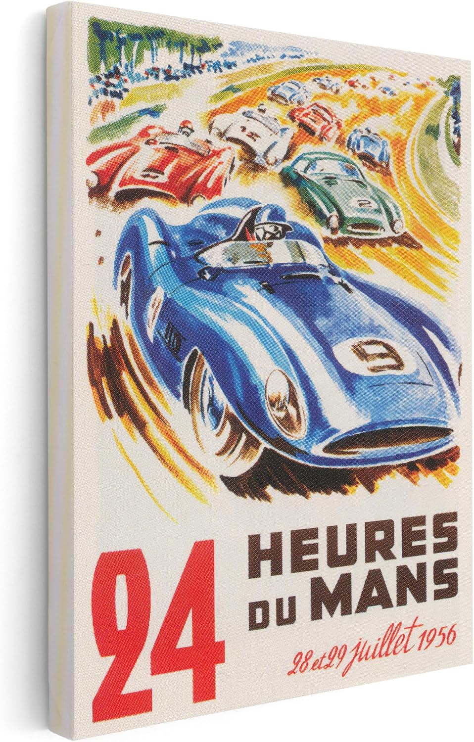 Poster Master Car Racing Canvas - 24 Hours of Le Mans Print - Sports Art - Race Car Art - Ideal Gift for Men, Women, Car Enthusiast - Decor for Bedroom, Living Room - 8x10 STRETCHED Canvas